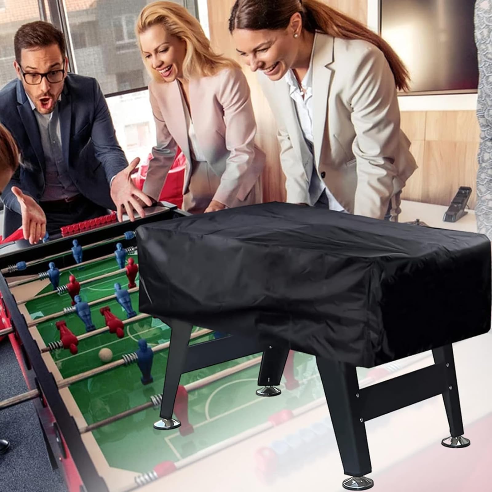 Copertura per Tavolo Calcio,Impermeabile Coperture Protezione per Biliardino per Esterni Interni, Rettangolari Telo Protettiva Custodia per Foosball Table da Esterno(Size:142 x 132 x 38cm,Color:Beig