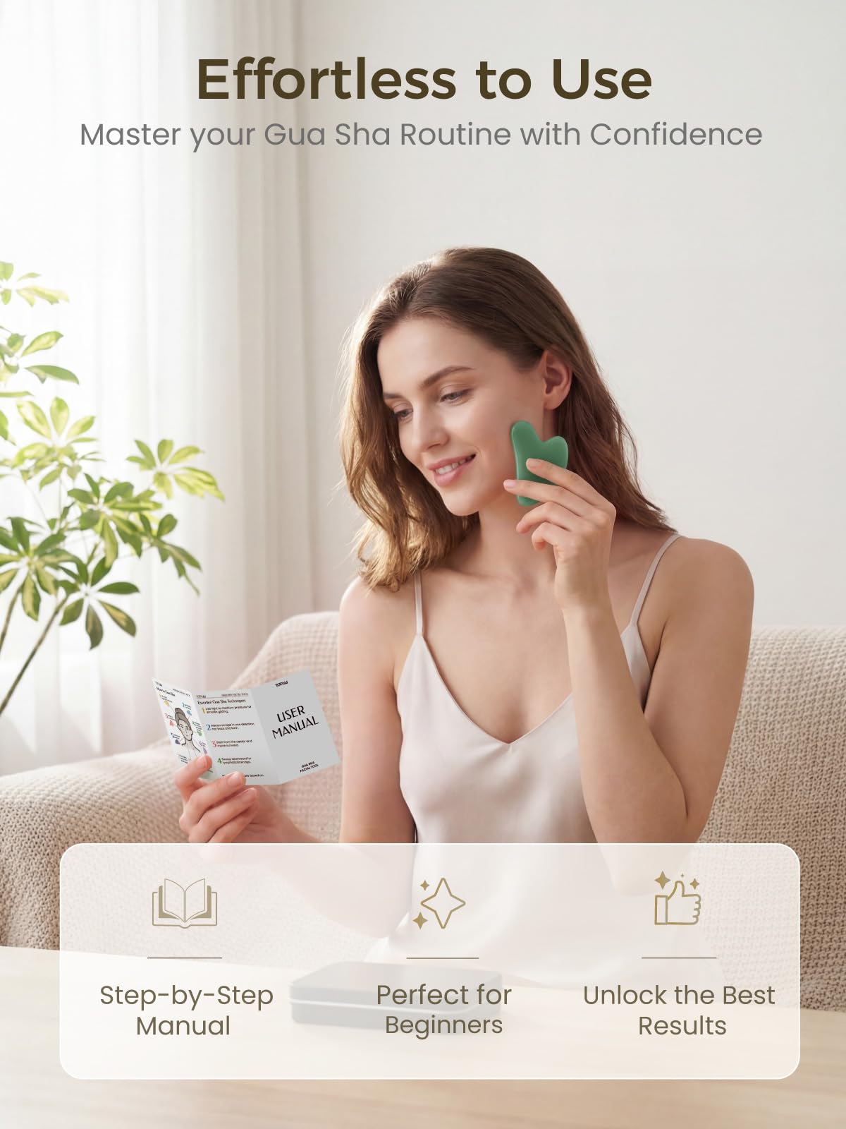 Gua Sha Gesichtswerkzeug - Grüner Stein Guasha Werkzeug für Gesicht, Hals & Körper - Gua Sha Werkzeug für Lymphdrainage, Schwellungen Reduktion & Triggerpunkt Linderung - Schönheit Hautpflege Geschenk