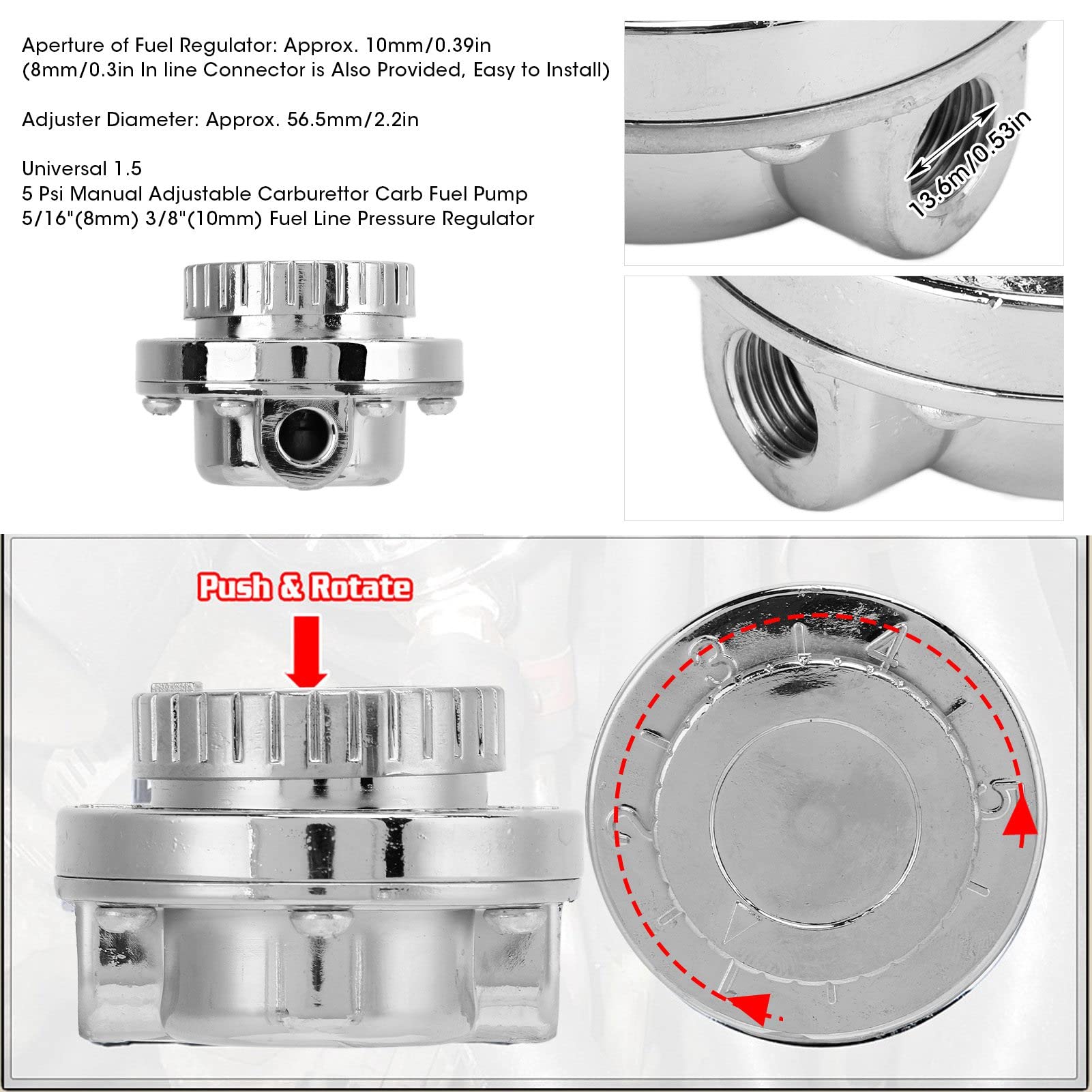 Kit Regolatore Pressione Carburante Kit Regolatore Pressione Carburante Regolabile Regolatore Pressione Carburante Universale Kit Regolatore Pressione Carburante Regolabile Per Motore a Carburatore