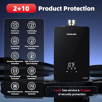 GASLAND Compact Propane Tankless Water Heater Indoor, Up to 4 GPM 98,500 BTU On Demand Instant Hot Water Heater, Ultra Quiet, More Stable Temp for Apartment,Tiny House, CG360LP