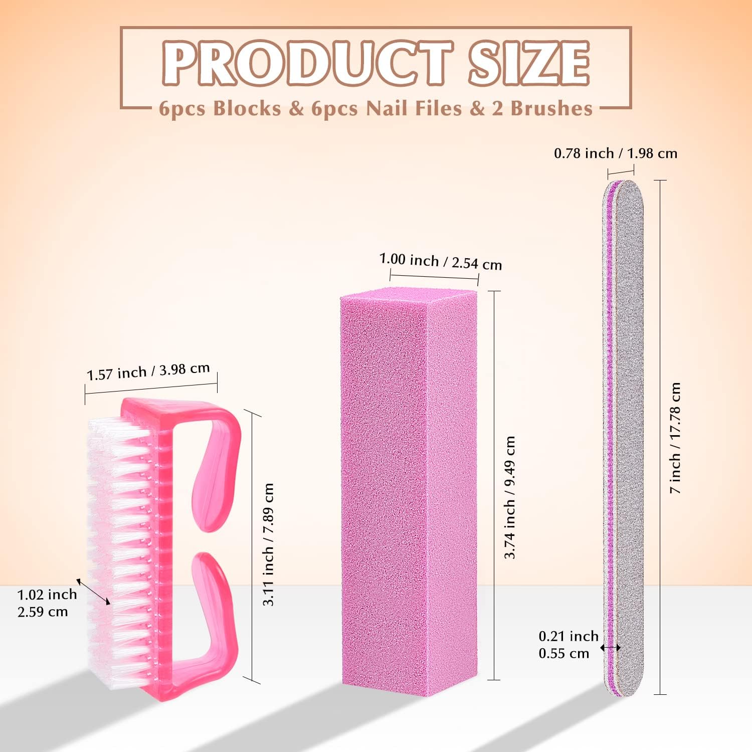 Nail Files and Buffers, MORGLES Professional Manicure Tools 6pcs Rectangular Nail Buffer Blocks 6pcs 100/180 Grit Nail File 2pcs Brush for Natural Acrylic Nails, White