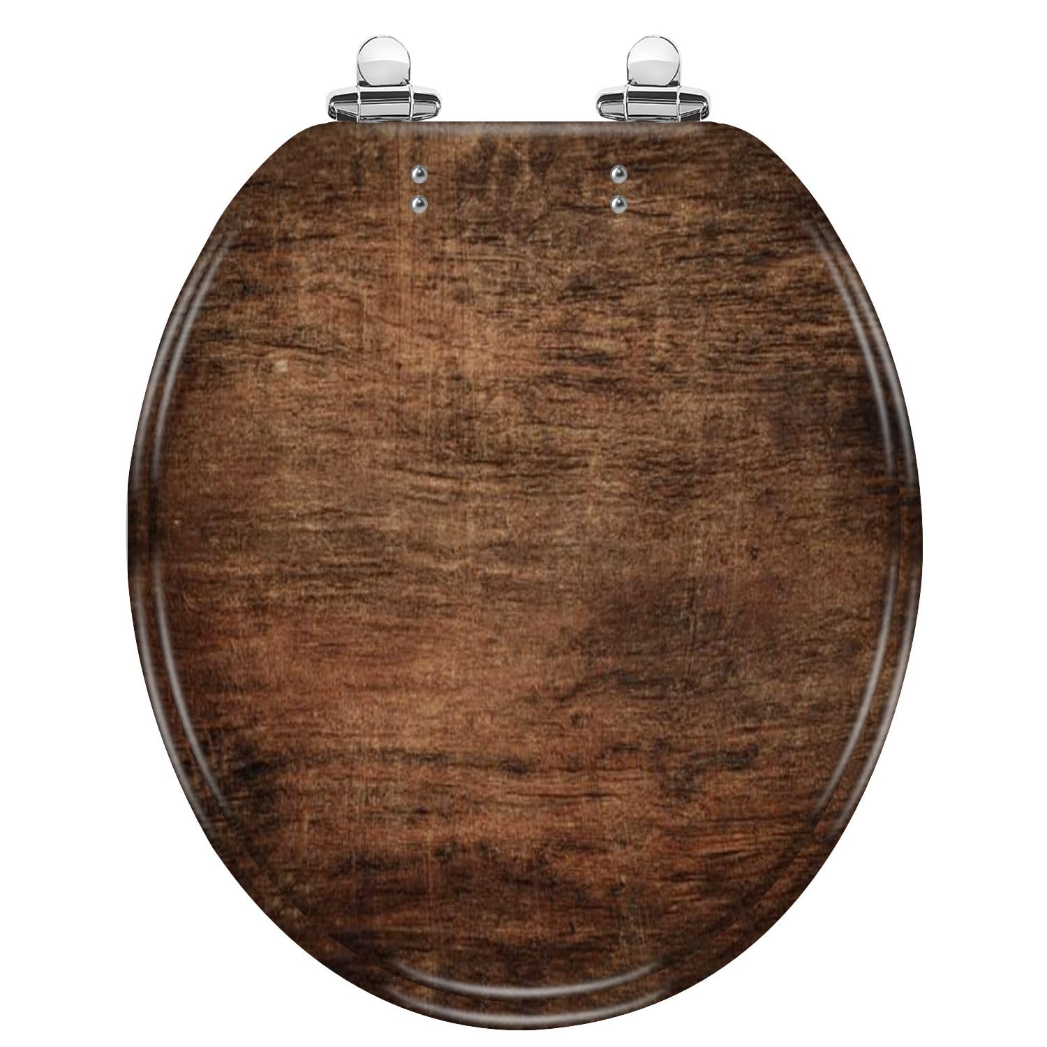 Tazyyzuu Multi5 Cedar Wood Resin Round Toilet Seat With Slow Close Lid Quick Release Hinges Easy Clean Design(,Round)