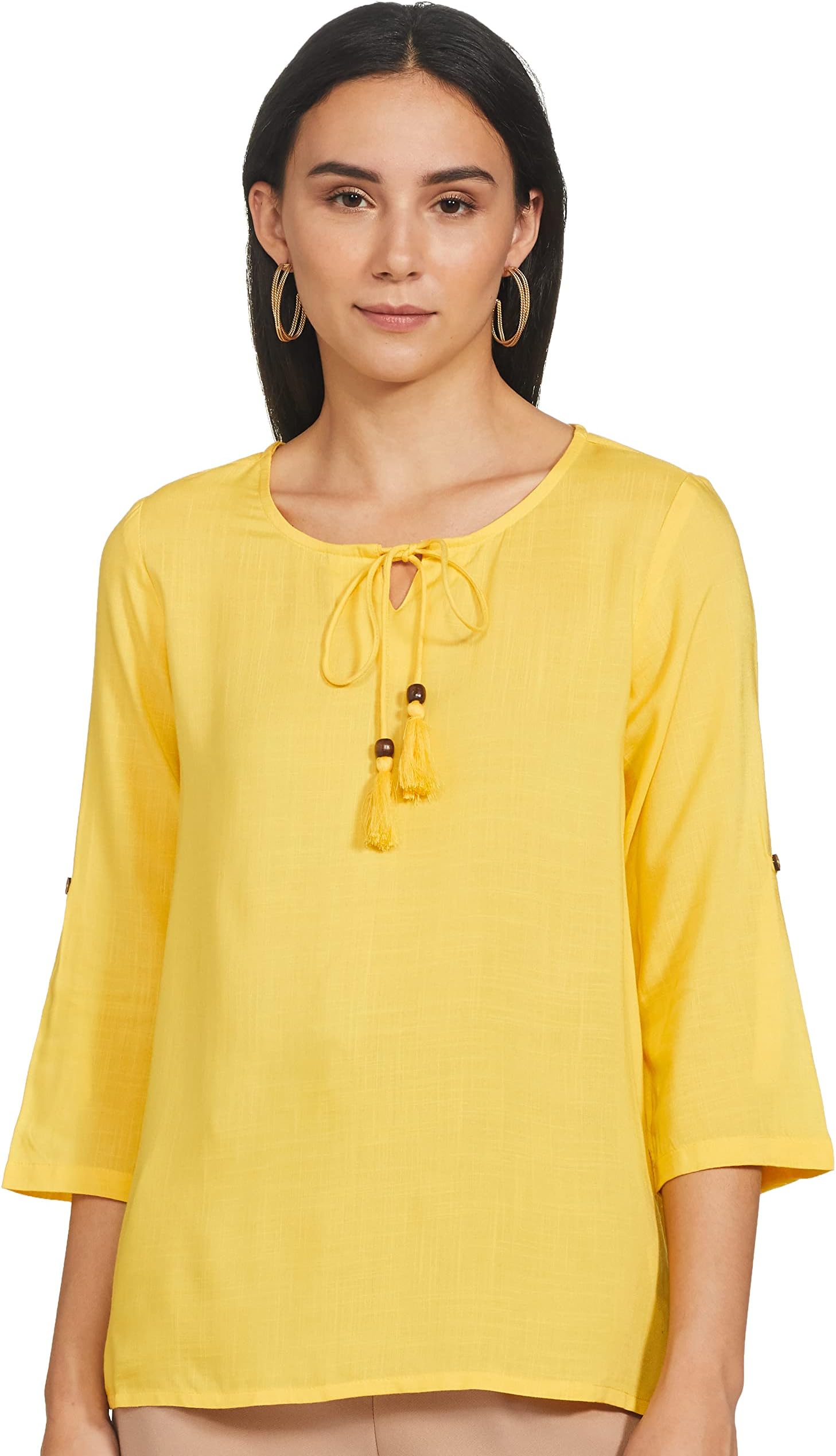 Cherokeeby Unlimited Women's Regular Dress Shirt (CDWWWTO20001Y05002_Yellow M)