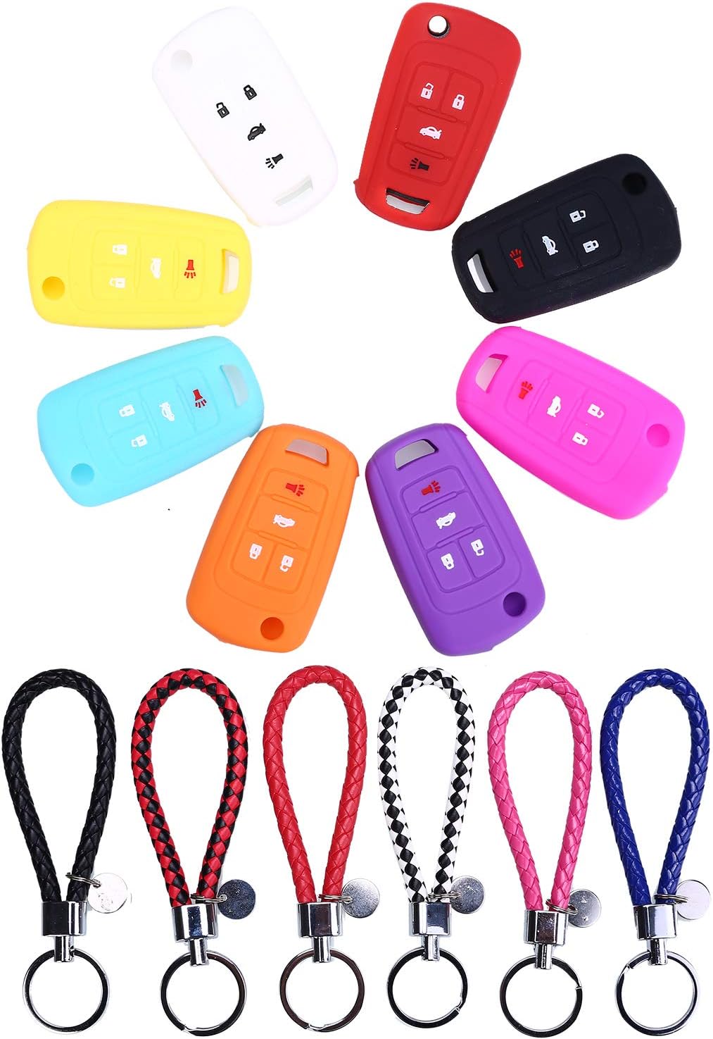 4 Buttons Remote Key Silicone Rubber Keyless Entry Shell Case Fob and Key Skin Cover fit for Chevrolet Camaro Cruze Volt Equinox Spark Malibu Sonic Buick for Opel (BULE)