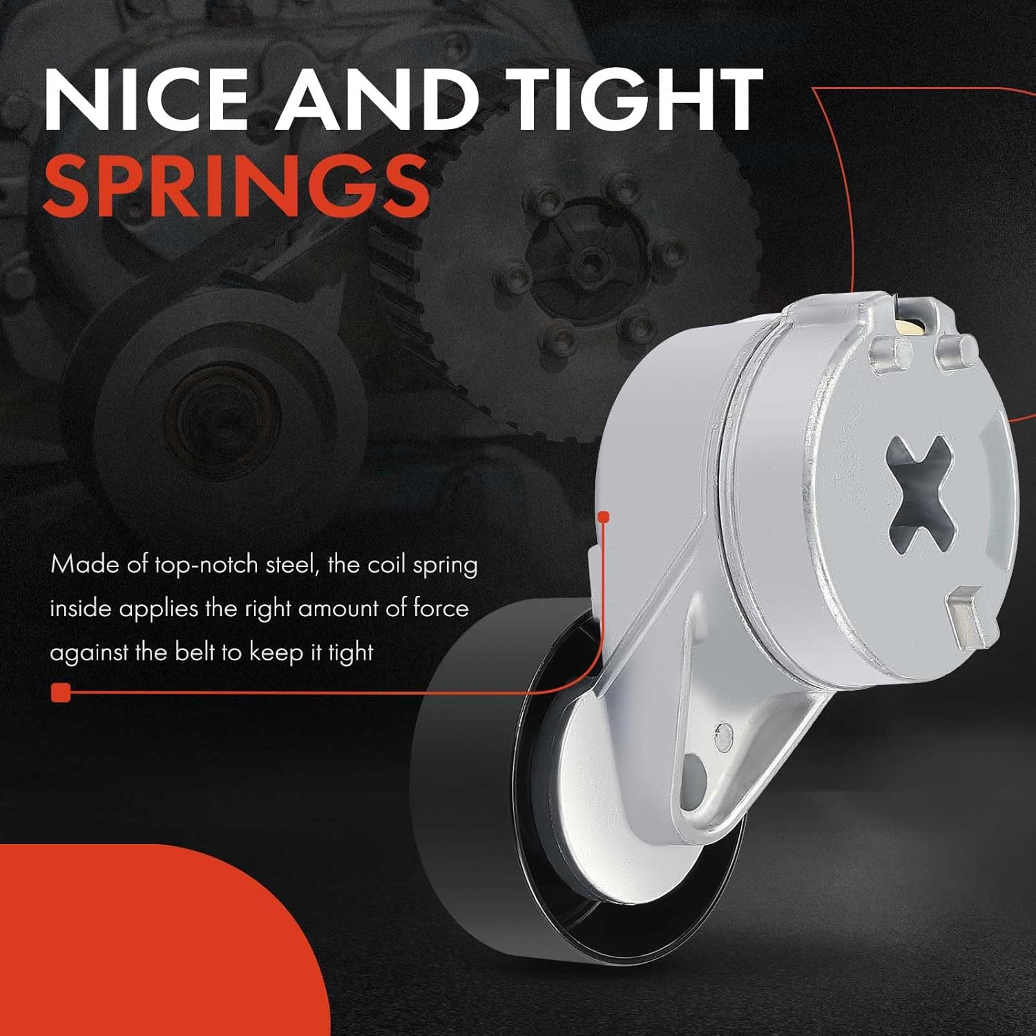 A-Premium Belt Tensioner Assembly with Pulley Compatible with Buick Regal & Chevrolet Impala Monte Carlo 2004-2005 & Pontiac Grand Prix 1997-2007, Replace# 12564506, 24504322