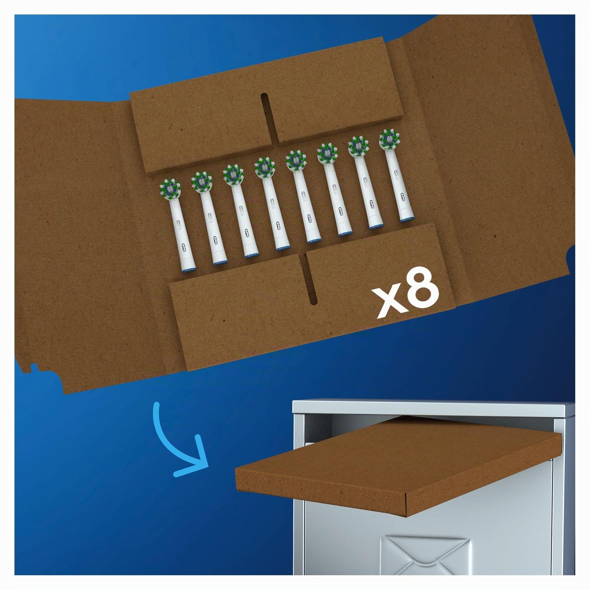 Oral-B Cross Action Clean Maximiser, Brossettes de rechange, Embout, Pack de 8 pour Brosse à Dents Électrique Format Spécial Boîte Aux Lettres