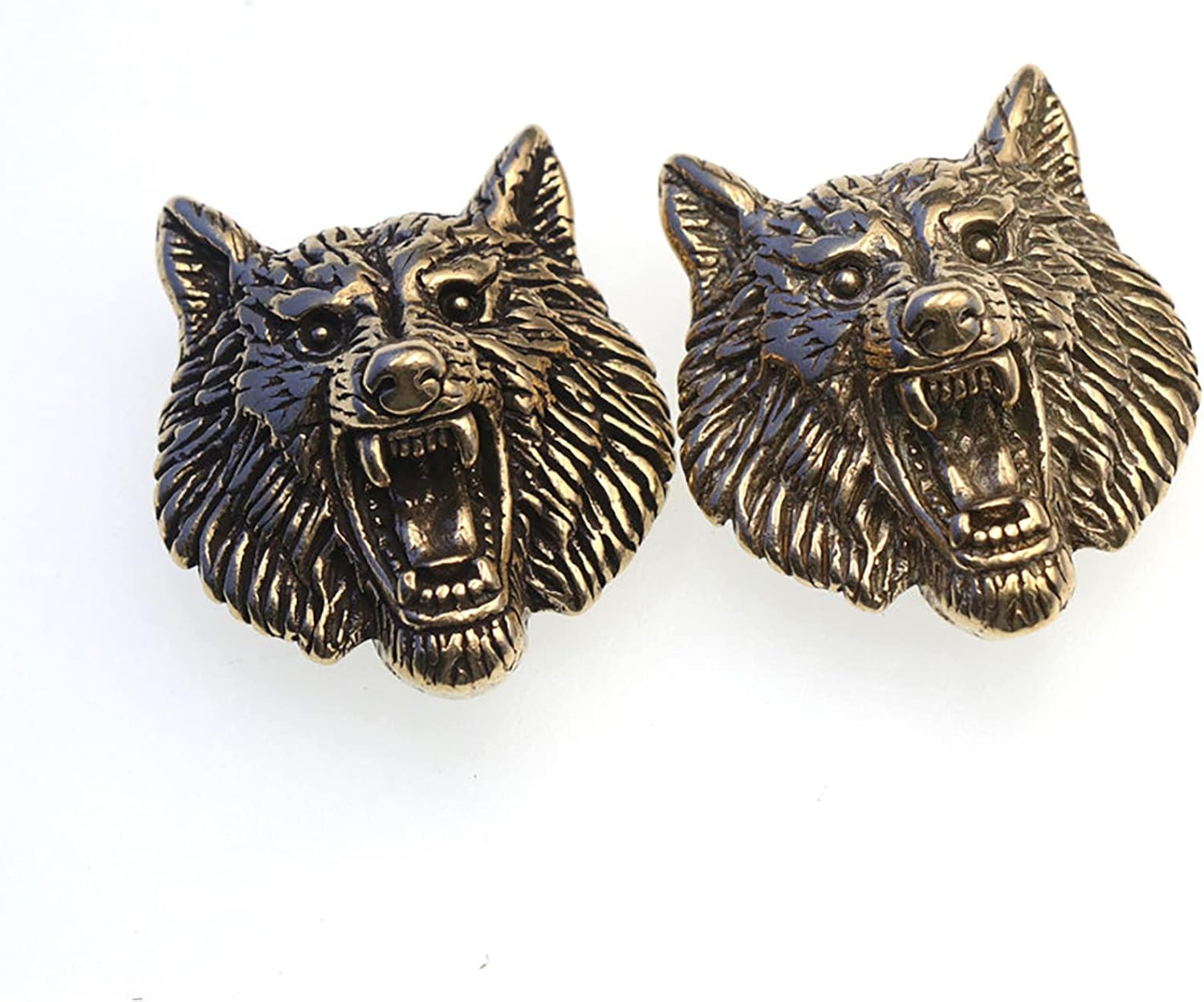 2 Pcs Vintage Brass Engraving Wolf Head Concho ScrewBack Decor Leather Craft DIY Leather Decoration Accessories