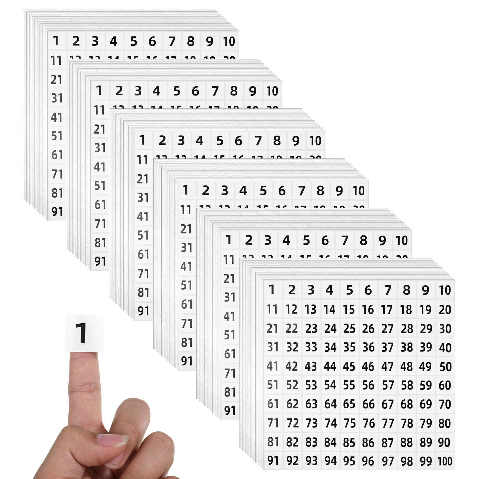 60 Sheets Round Number Sticker, Consecutive Number Stickers 1 to 100