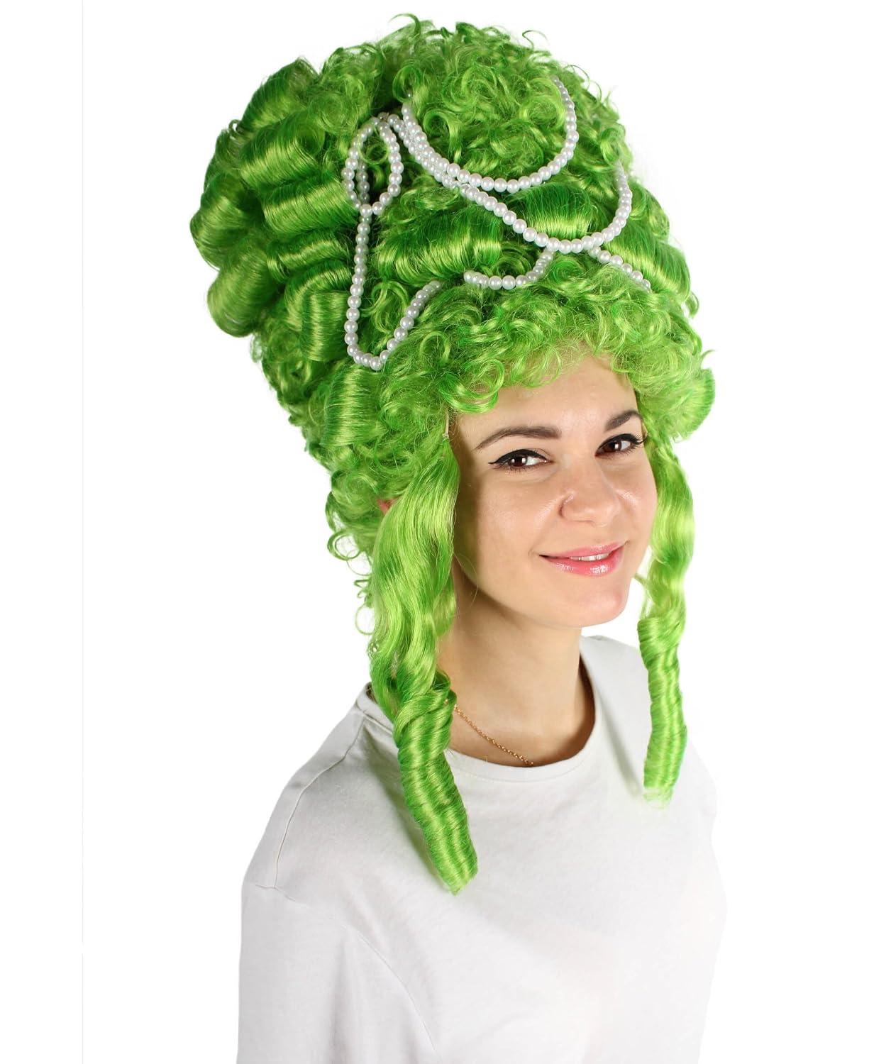 Women Beehive Wig – Elegant French Queen Style with Breathable Standard Cap – Perfect for Cosplay and Halloween, Flame-Retardant Synthetic Fiber, Lime Green