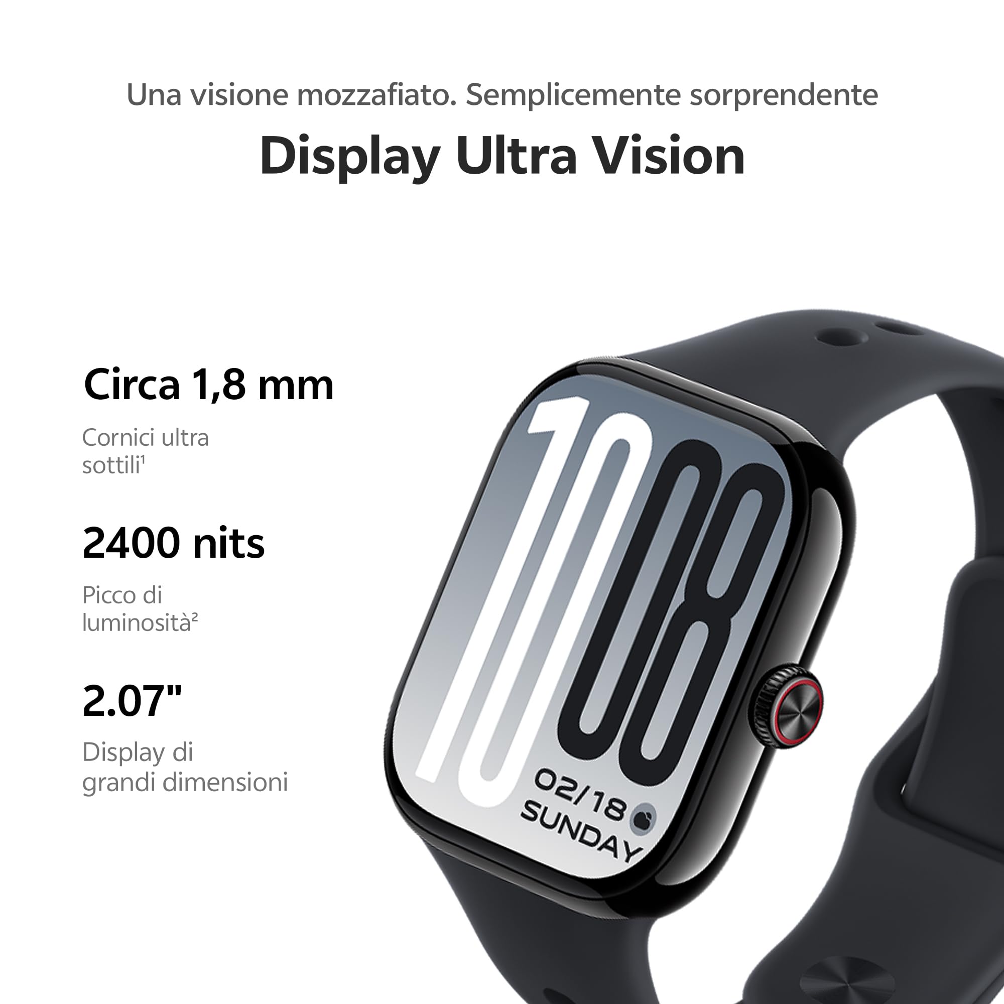 vivo Watch GT2 Smartwatch Uomo Donna, Batteria 25 Giorni, Display AMOLED 2,07'', Chiamate Bluetooth e GPS, 100+ Sport incl. Padel, 5ATM Impermeabile, Cardio SpO2 Sonno, NFC, Bianco