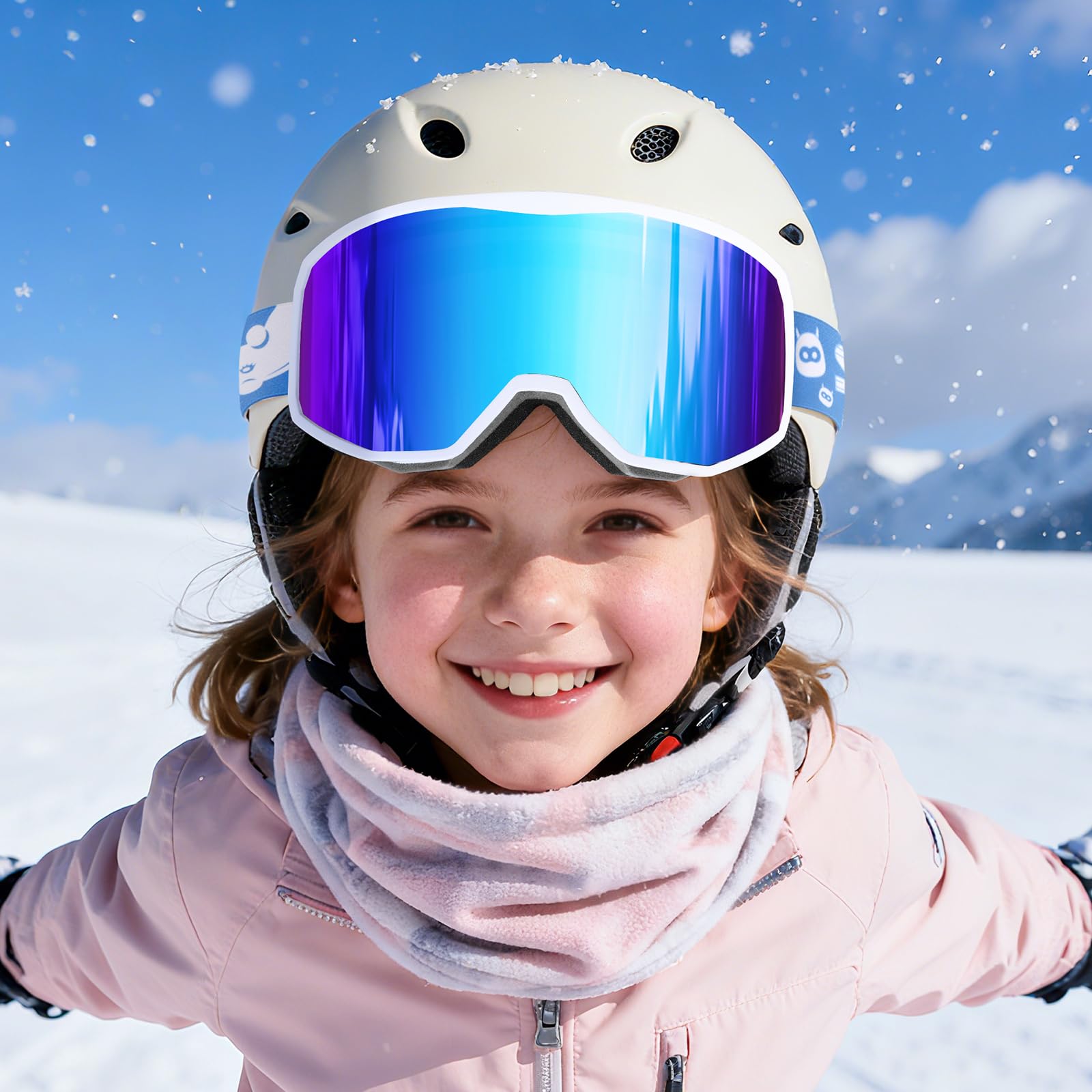 Supertrip Masque Ski Enfant 6-14 Ans, Lunette de Ski Anti-Buée UV400 pour Garçon et Fille,Masque de Ski Enfant Pour Snowboard Motoneige et Alpinisme | Lunette de Ski Anti-Buée UV400 pour Garçon et Fille, Masque de Ski Enfant Pour Snowboard Motoneige et Al
