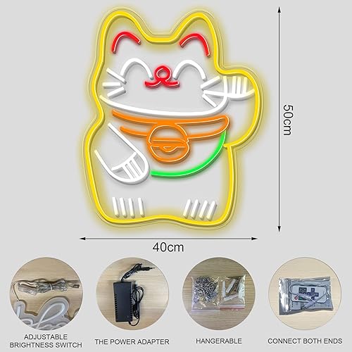 Miniatura 4 de Letrero de neón con luz de gato de la suerte, letrero de neón de anime Lucky Cat Kitty Letrero de neón personalizado para bar, tienda y restaurante