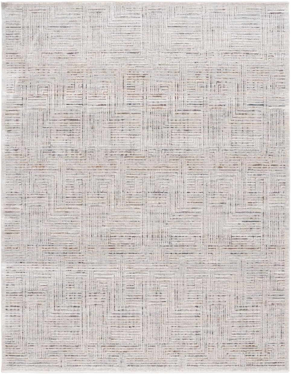 Elegant Ivory 8' x 10' Hand-Knotted Synthetic Area Rug