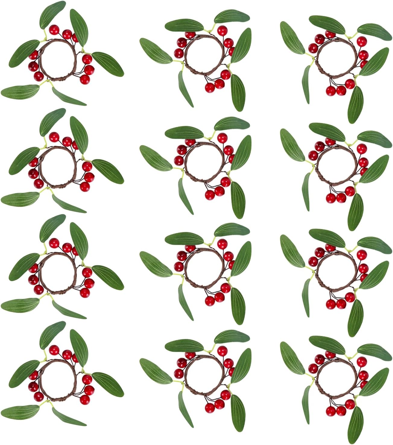 Christmas Napkin Rings, 12 Pcs Christmas Red Berry Napkin