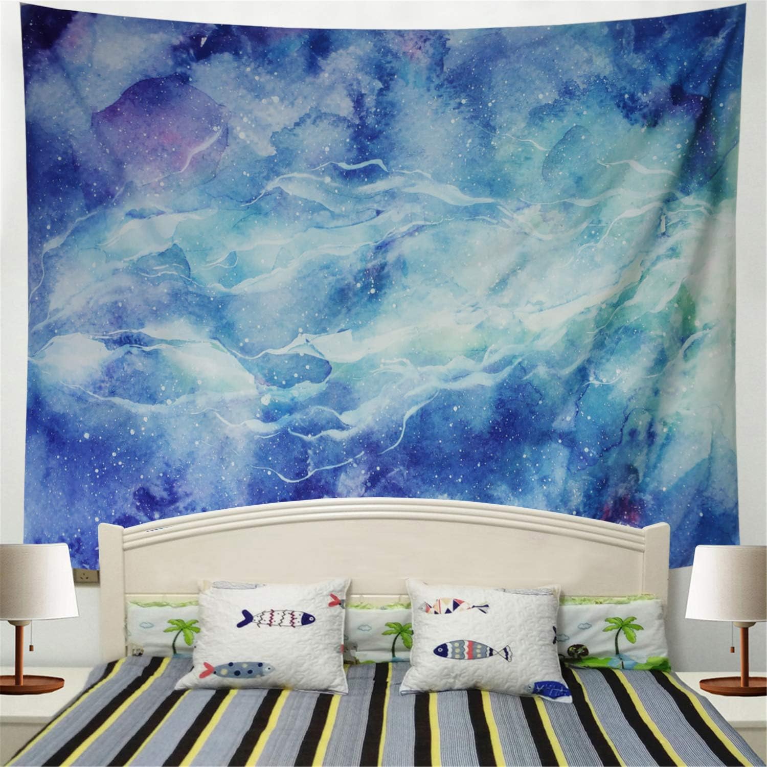 Racunbula Blue Marble Tapestry Bohemian Marble Pattern Wall Tapestry Wall Hanging for Living Room Bedroom Dorm（Marble,51"×59"）