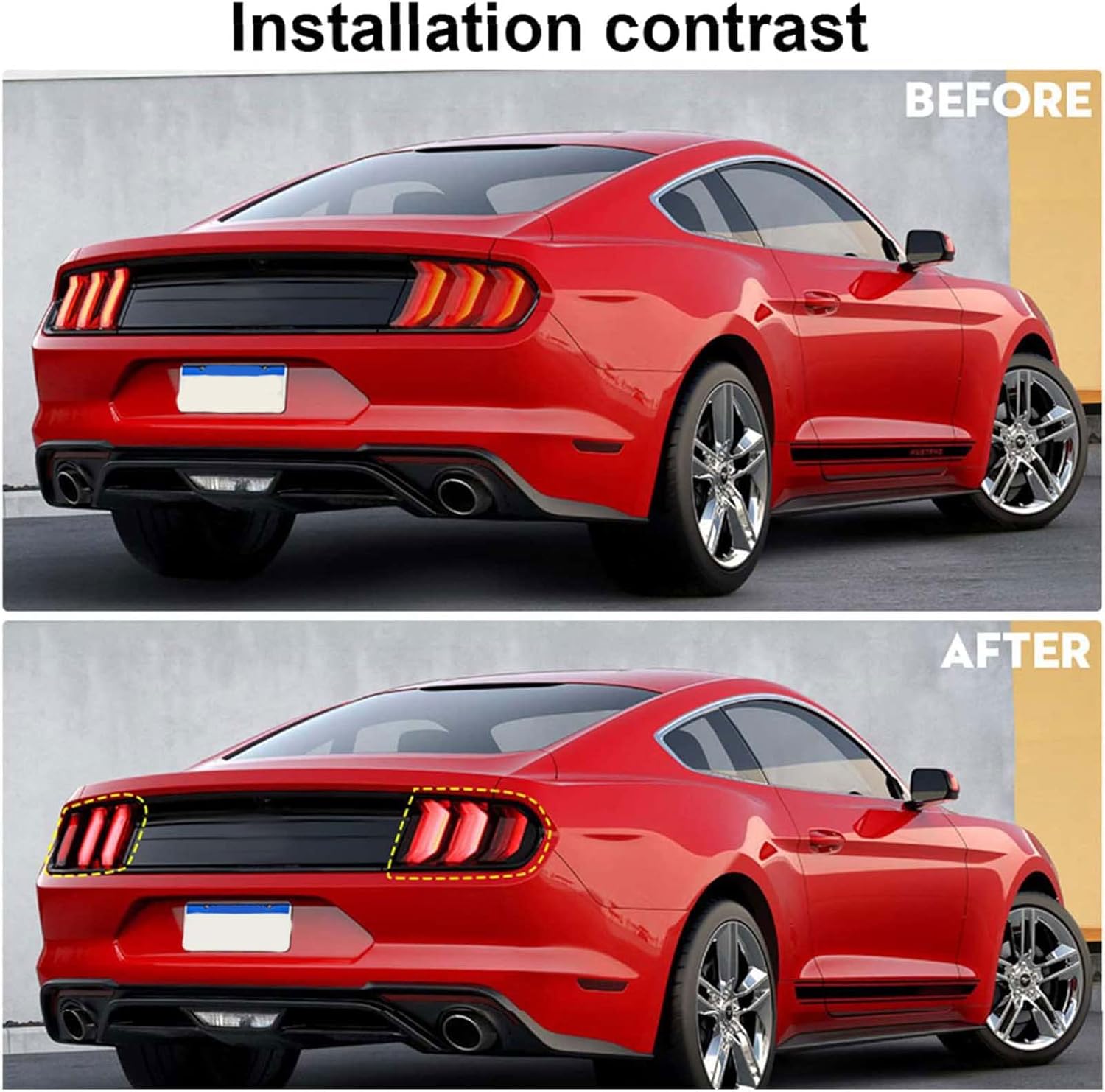 RT-TCZ Tail Light Lamp Cover Guard Trim Frame Bezels Decoration Accessories for Ford Mustang 2018 2019 2020 2021(Black)