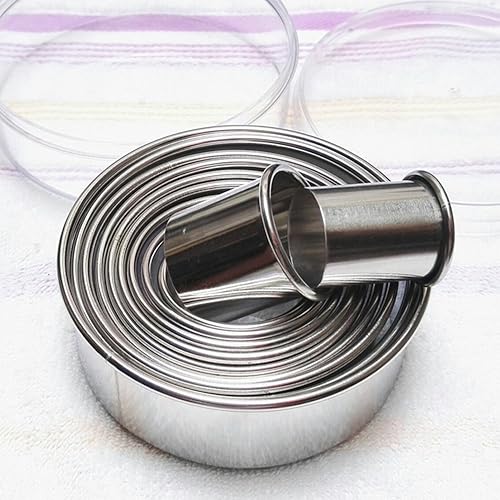 Miniatura 4 de Juego de 11 cortadores de galletas de metal, cortadores de galletas redondos, cortadores de repostería de galletas circulares de acero inoxidable,