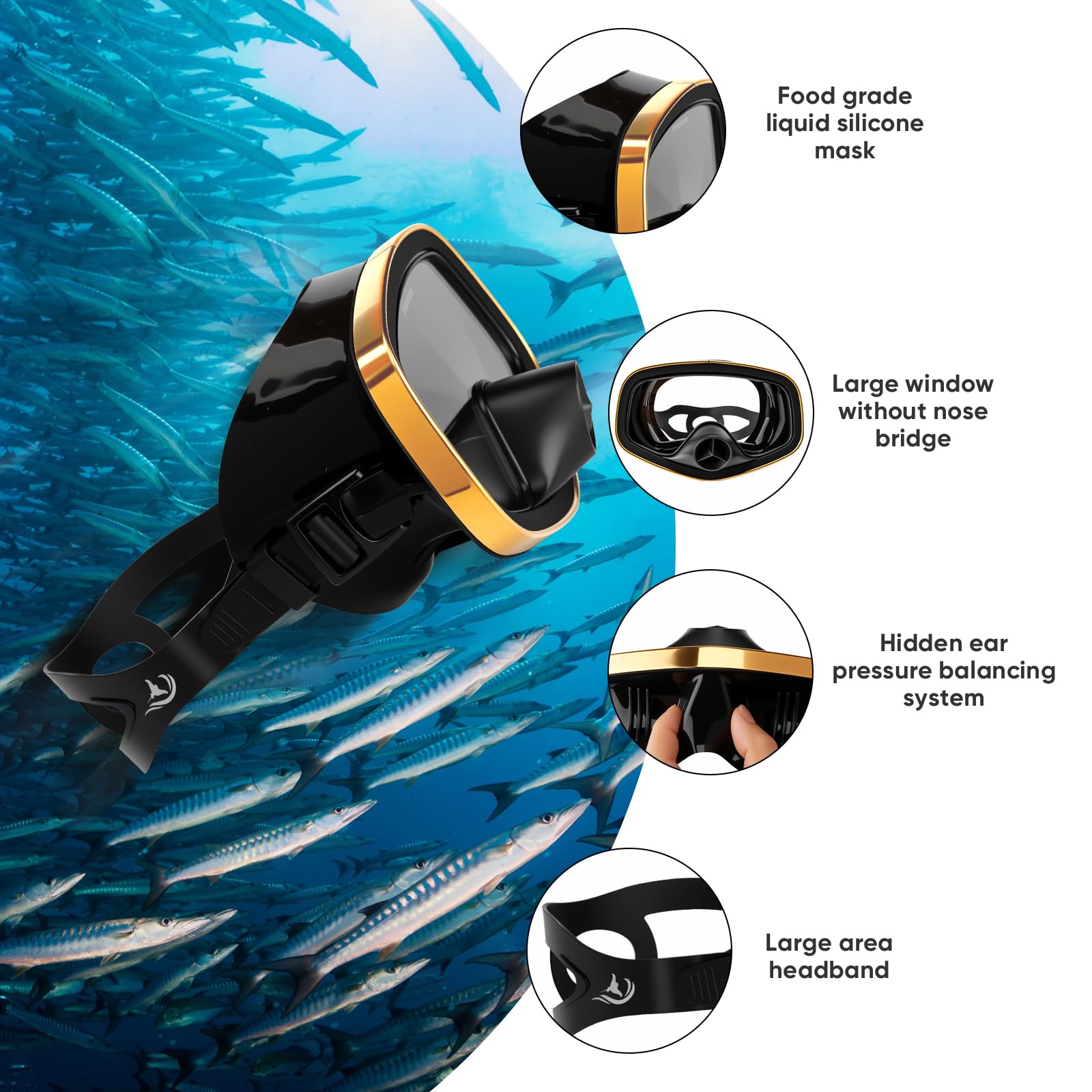 Maschera subacquea con valvola di scarico, ampia visuale, adatta per adulti, per immersioni subacquee, immersioni gratuite e snorkeling