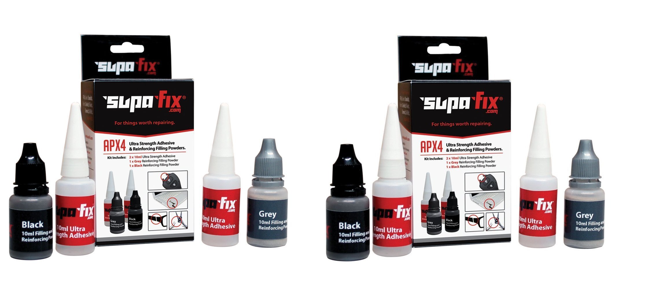 2 QTY Supa-Fix APX4 Ultra Strength Adhesive and Reinforcing Filling Powders