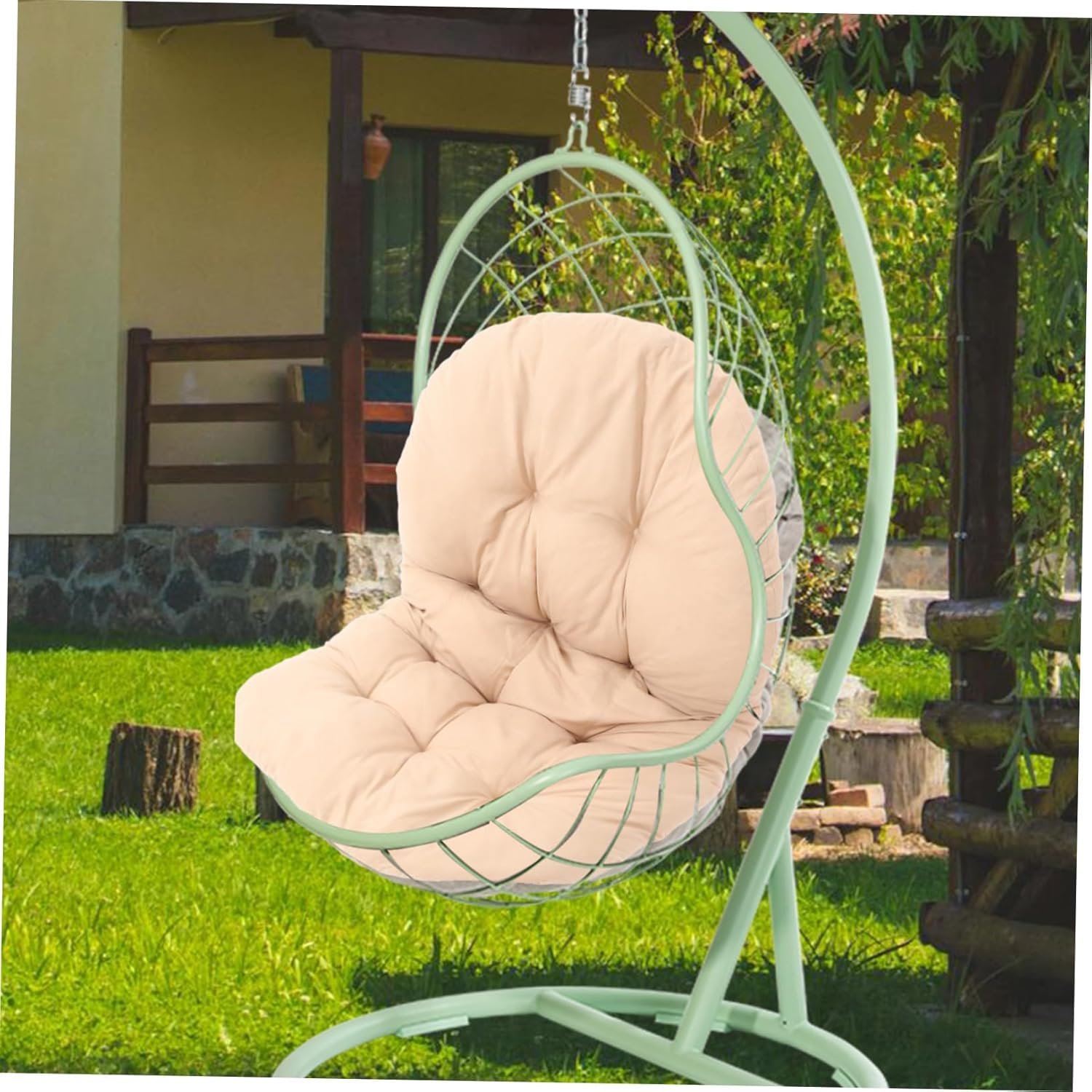 Washable Hanging Egg Chair Cushion and Weatherproof Replacement Pad for Garden Swing Thick Nest Back Pillow Multiple Colors for Outdoor Relaxation