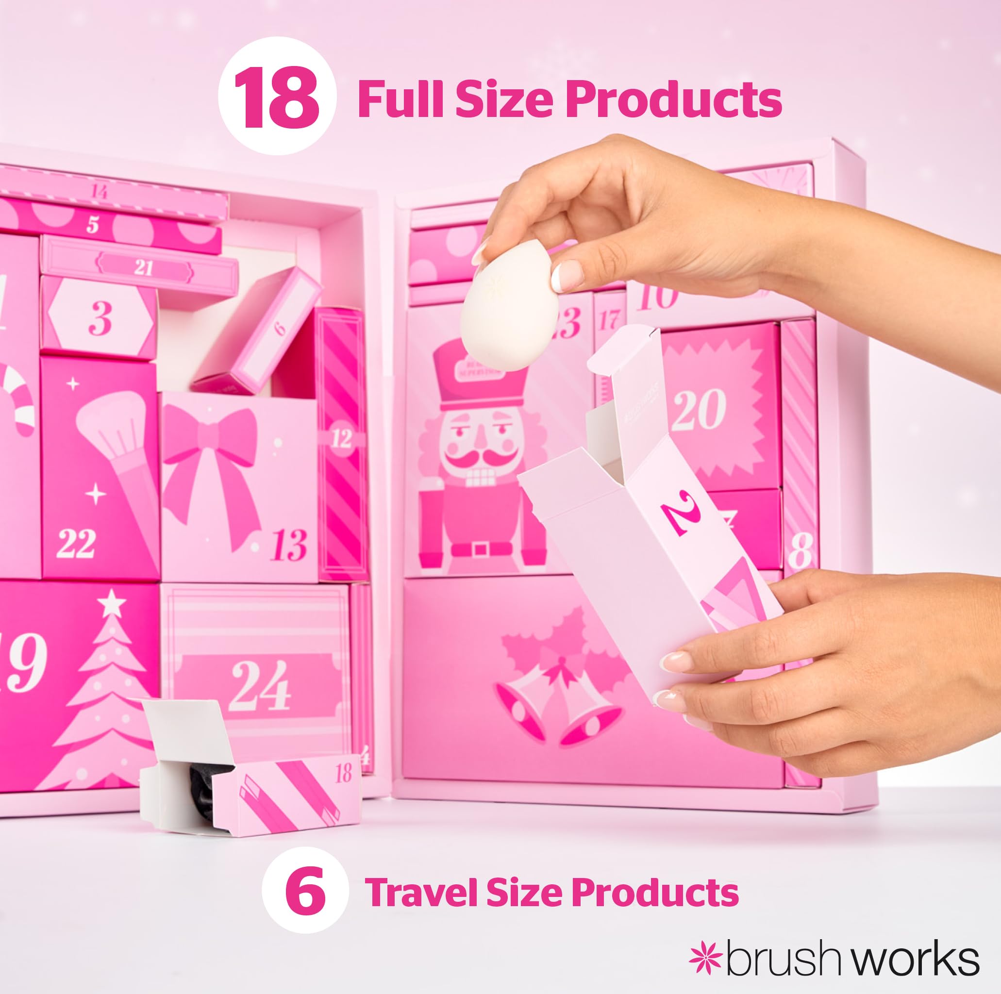 Brushworks Beauty Advent Calendar 2026 – 24 Beauty Gifts Worth Over £112, Makeup Brushes, Makeup Sponges, Hair Accessories & Skincare Tools, Vegan Friendly Christmas Countdown Calendar