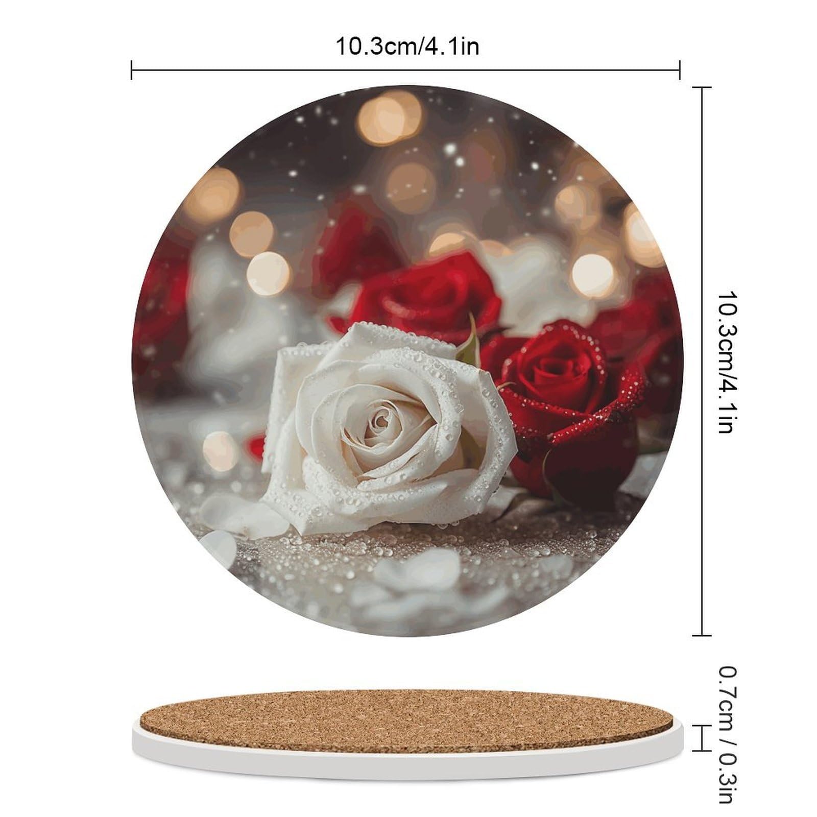 Sottobicchieri in ceramica con supporto per tavolino da caffè, con base in sughero, sottobicchieri in ceramica per bevande fredde o calde, 10 cm