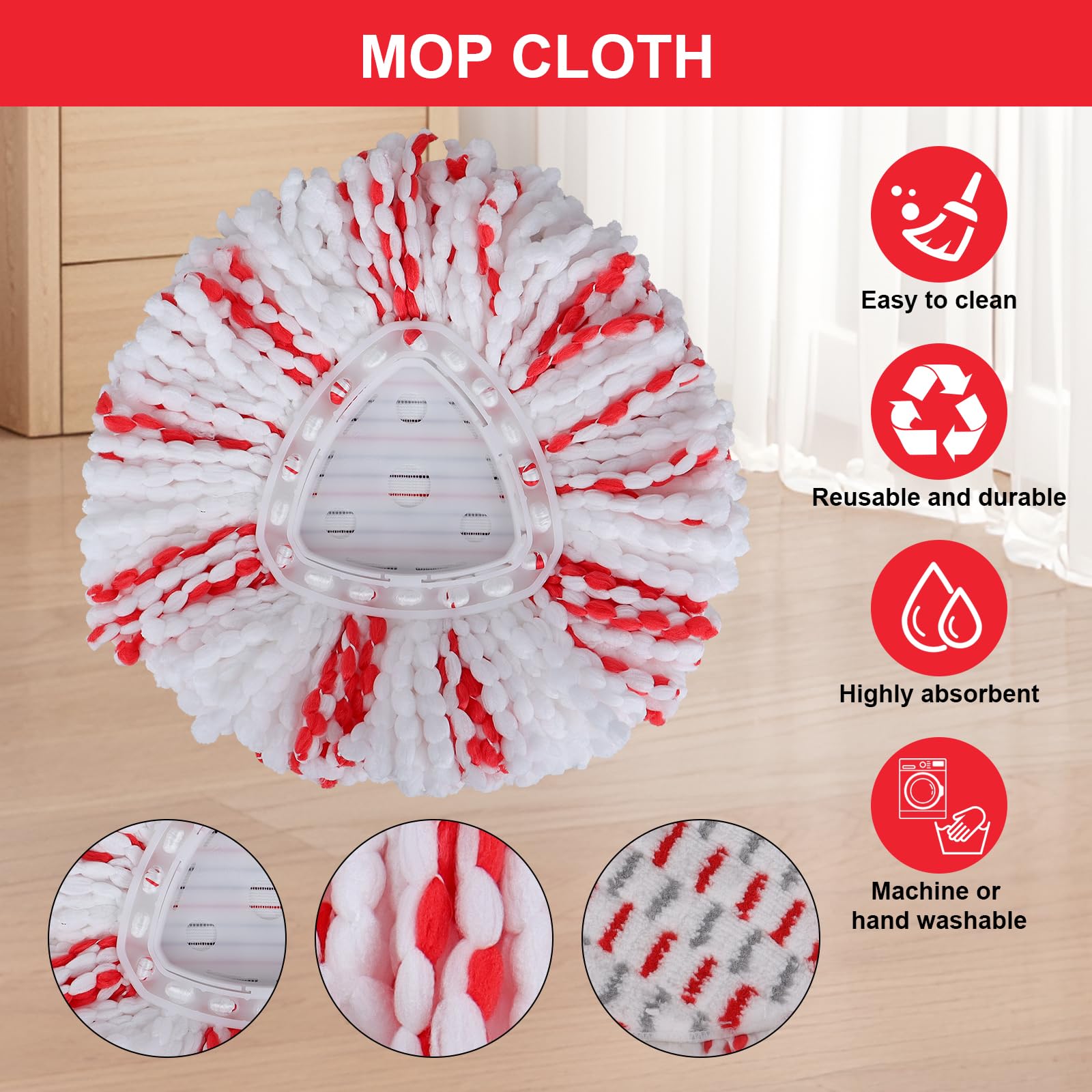 Tête De Brosse à Récurer Pour Vileda Turbo Spin EasyWring,Tête De Rechange Triangulaire à Poils Durs,Brosse Pour Le Balai Vileda Pour Le Nettoyage Des Sols, Des Salles De Bains Et Des Cuisines