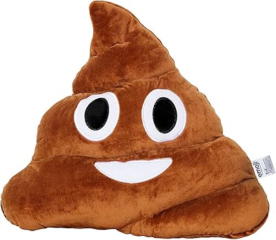 EvZ Emoji Poo Face Emoticon Cushion Stuffed Plush Soft Pillow, Official Certified, 35cm Brown