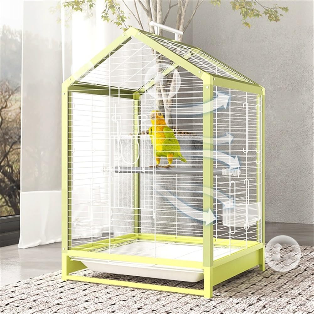 Scatole per gioielli Gabbia for uccelli in metallo Home Gabbia singola espositiva for pappagalli, canarini, parrocchetti, inseparabili, fringuelli, verde Organizzatore di gioielli
