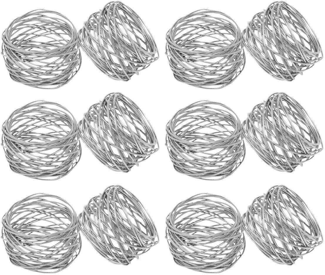 HarLen Ronds de serviette ronds faits à la main en maille pour table de salle à manger (Ø 5,1 cm) (12, argenté)