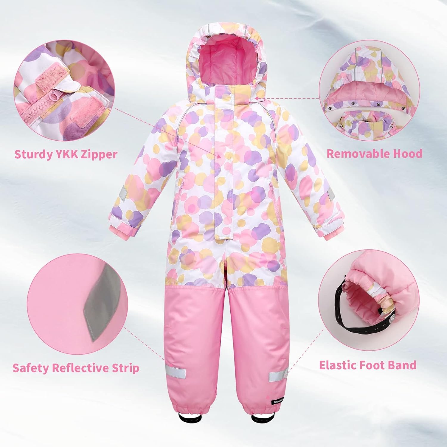 Yueta Kids Snowsuit One Piece, Waterproof Snow Suit for Boys Girls, Ski Jackets Jumpsuits Overalls for Skiing Snowboarding