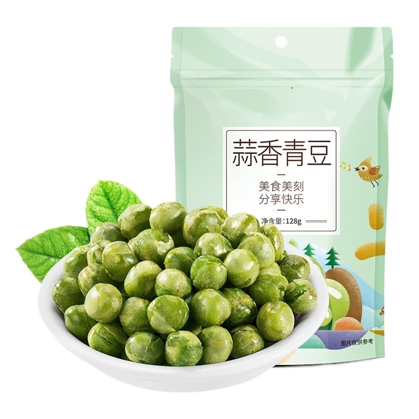 128 g de guisantes verdes crujientes con sabor a ajo: frescos, aromáticos y recubiertos de aceite, el refrigerio perfecto for satisfacer tus antojos de refrigerios(3bag)