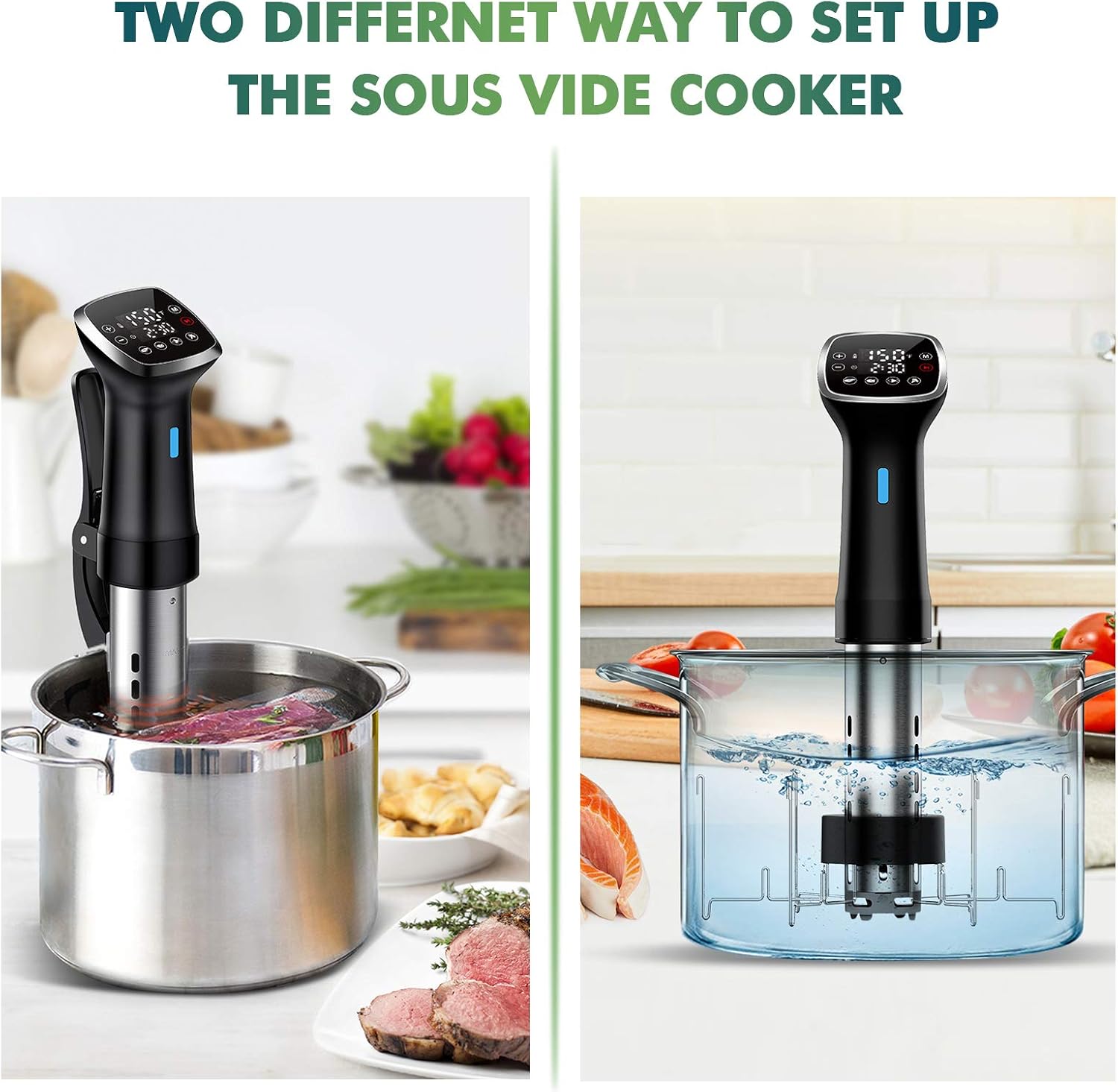Sous Vide Cooker, 1300W Sous Vide Machine with Detachable Rack, Fast-Heating Immersion Circulator Precise Cooker with Big Touchscreen Accurate Temperature and Timer Control, Ultra-quiet