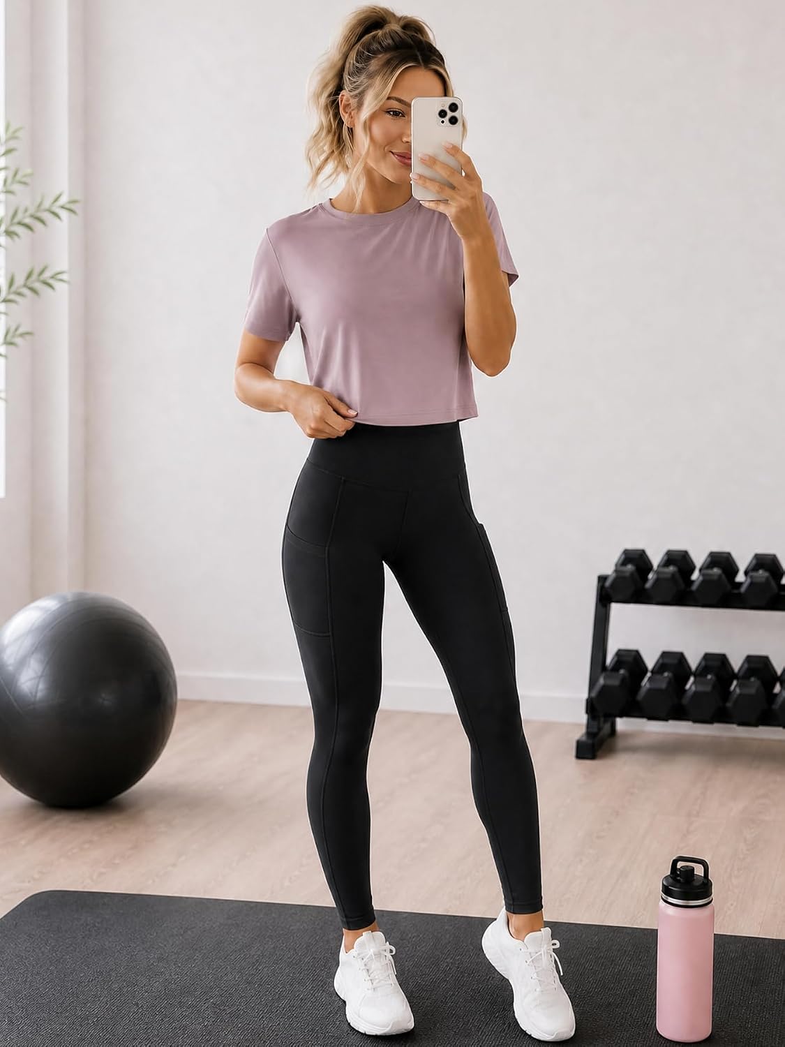Bluemaple High Waisted Leggings for Women - Tummy Control Pants Non See Through Workout Soft Yoga Pants for Running Plus Size image 3