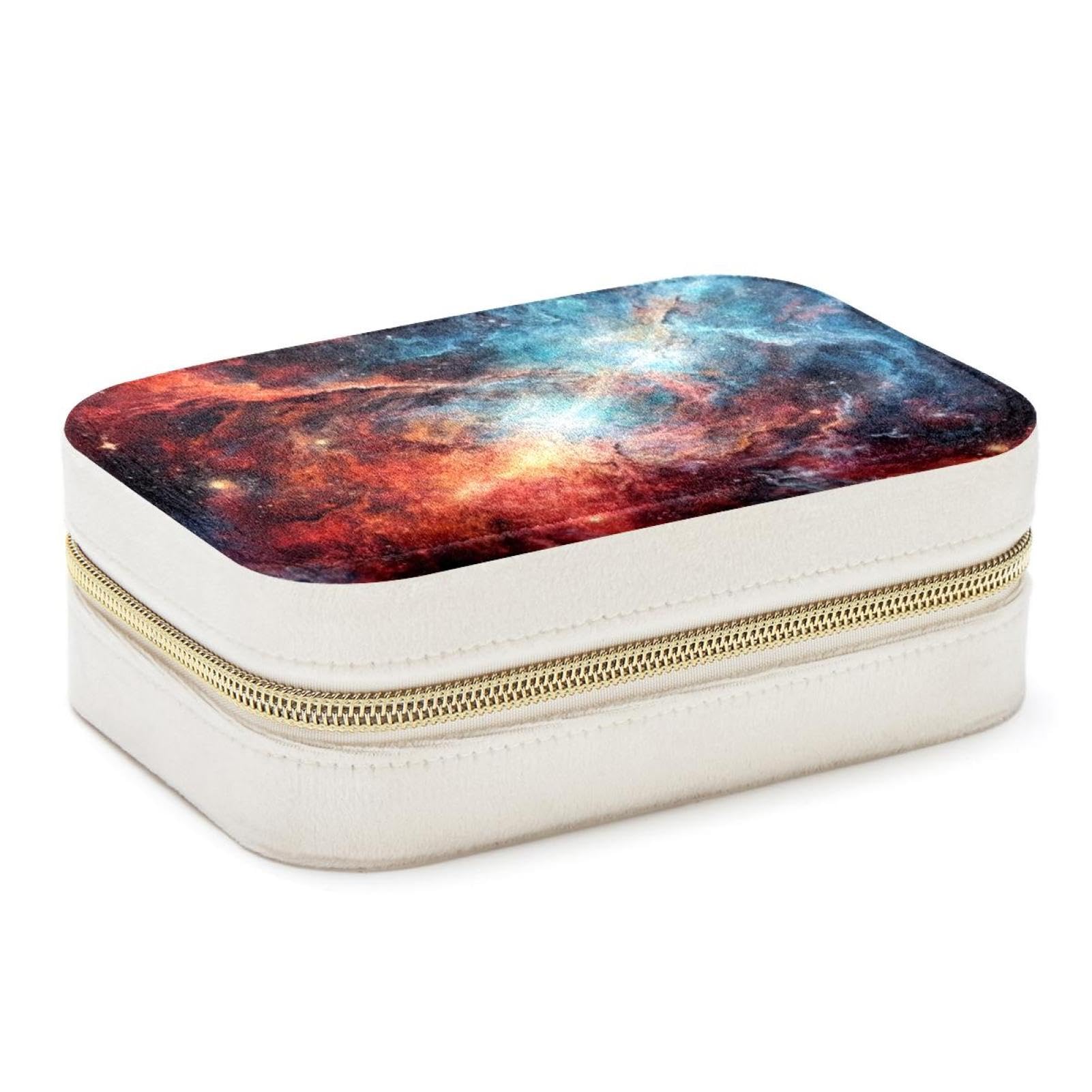 Boîte à bijoux de voyage portable galaxie rouge pour bagues et colliers