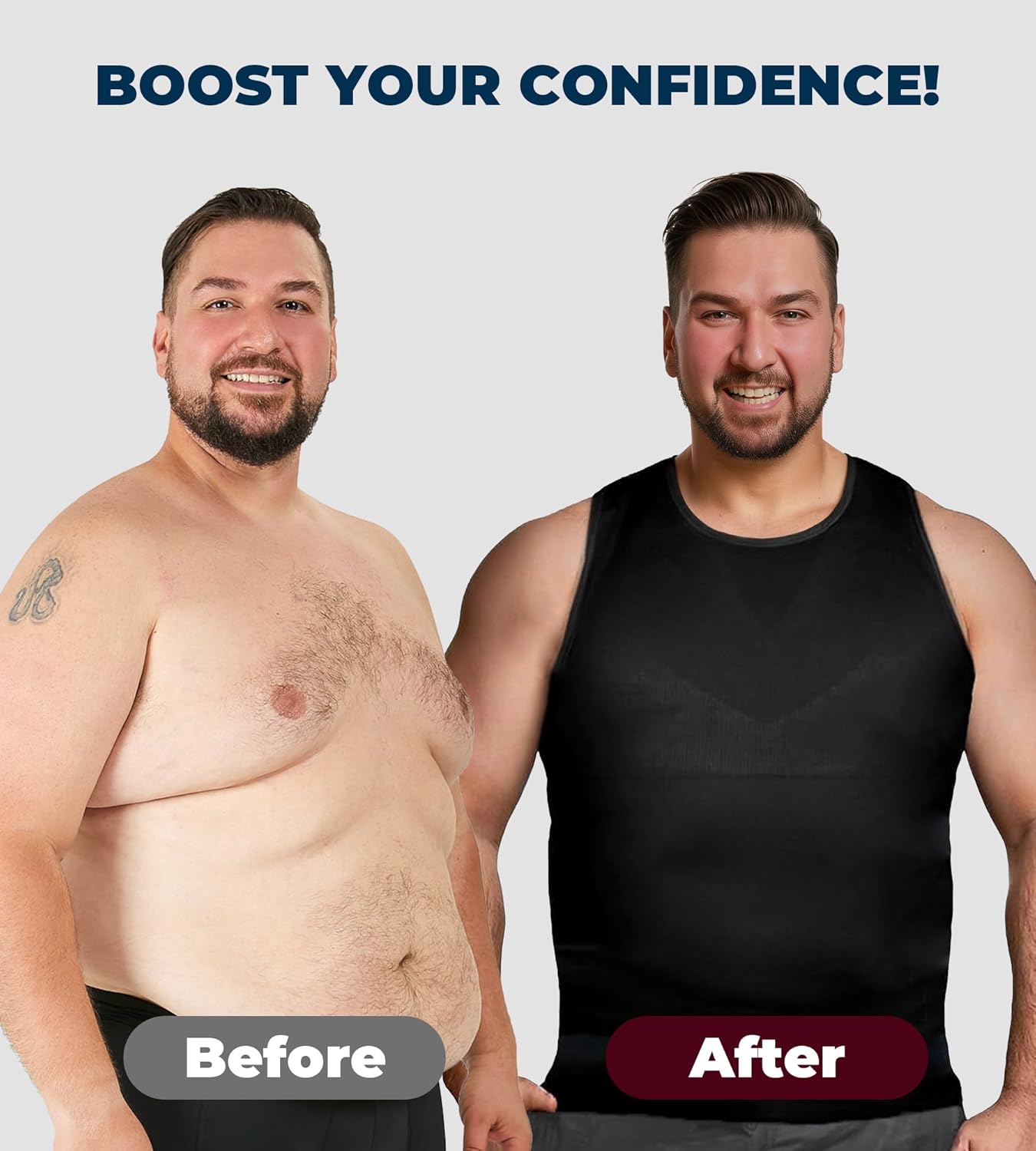 Compression Shirt Men Shapewear Slimming Tank Top Body Shaper Vest Undershirt for Gynecomastia, Tummy Control - Image 2