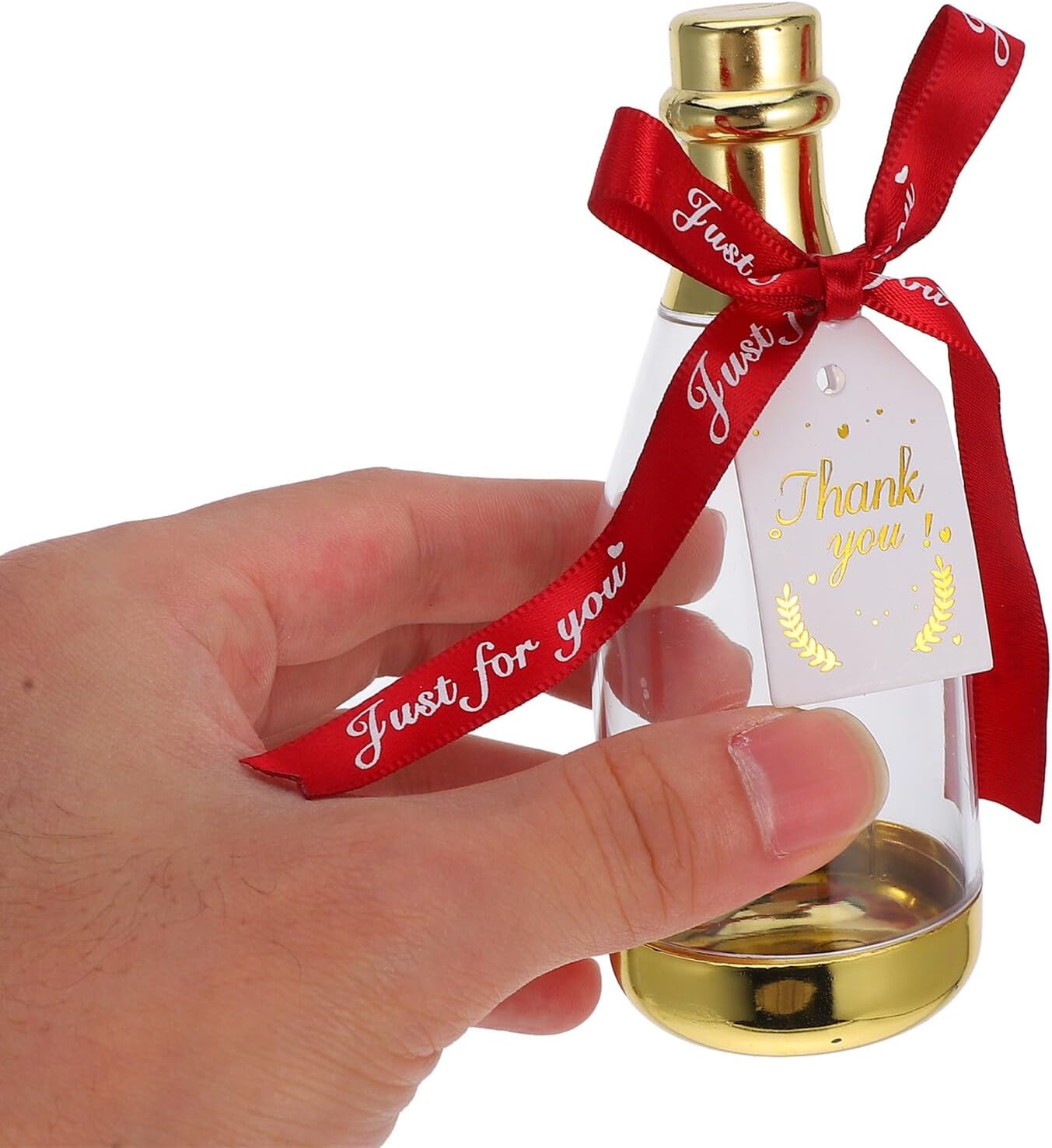 CHILDWEET 12pcs Mini Bottle Shaped Candy Containers Plastic Treat Boxes with Wine Red Ribbon for Wedding Birthday Party Favor Shower Supplies