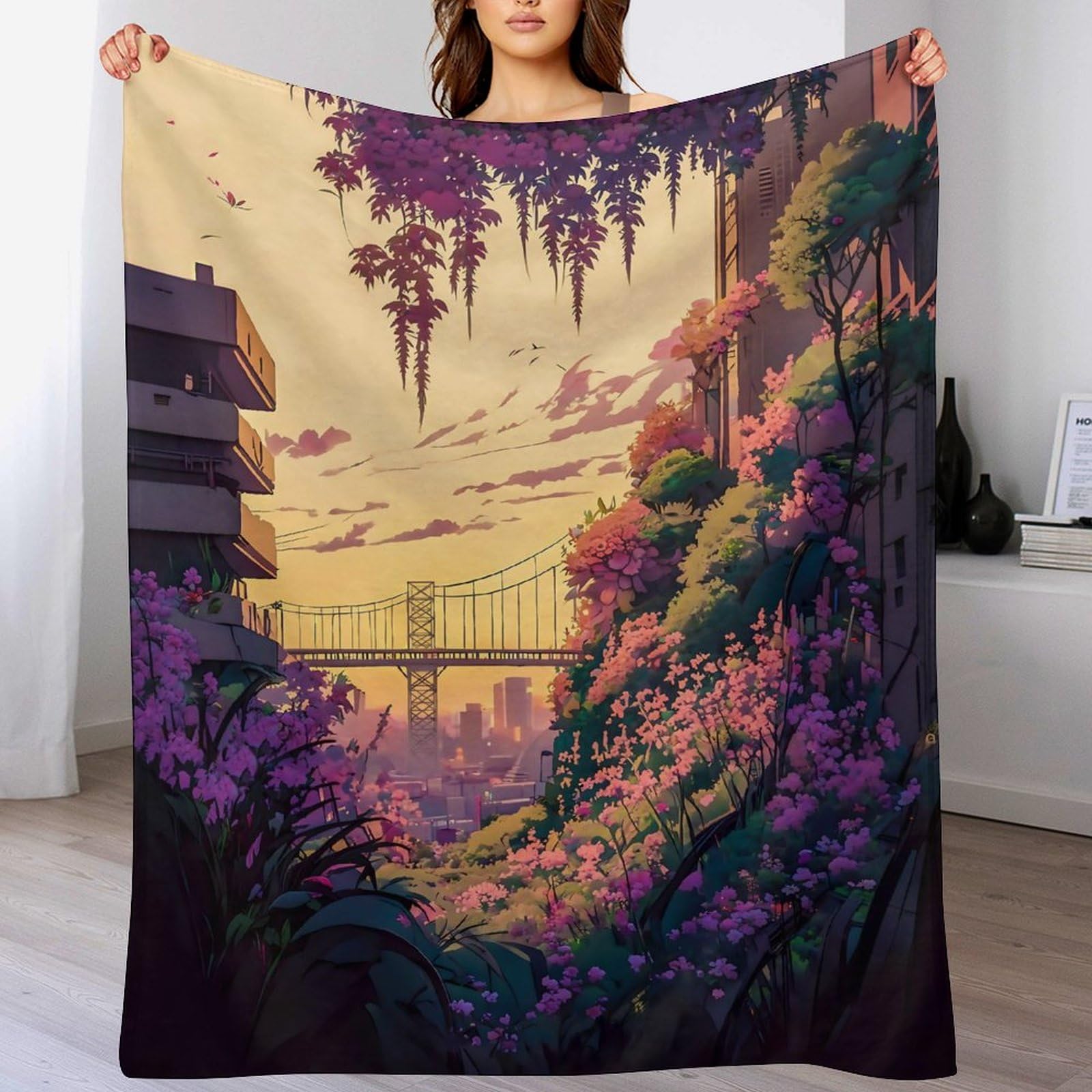 Plaid polaire japonais 180x200 pour canapé : jeté en flanelle douce et chaude toutes saisons