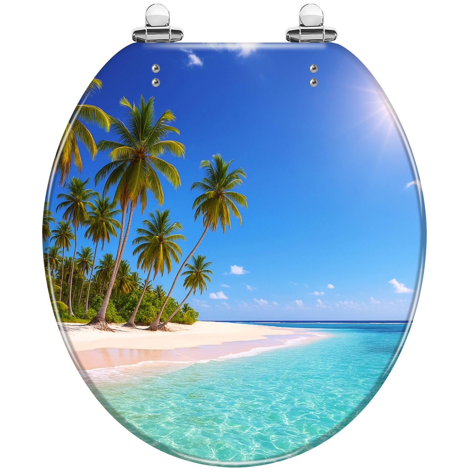 Resin Elongated Toilet Seat with Slow-Close Lid and Quick-Release Hinges(Multi8,16.5x14.5)