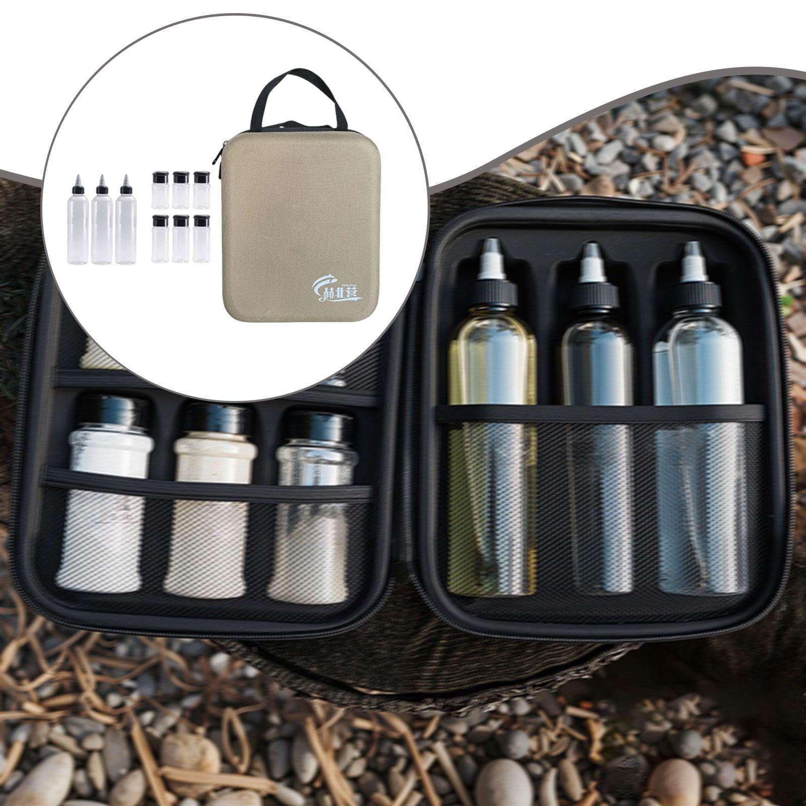 Qianly Kit de 11 Tarros de Especias para Camping, Estuche Rígido de EVA para Senderismo, Barbacoas, Hogar Y Exteriores