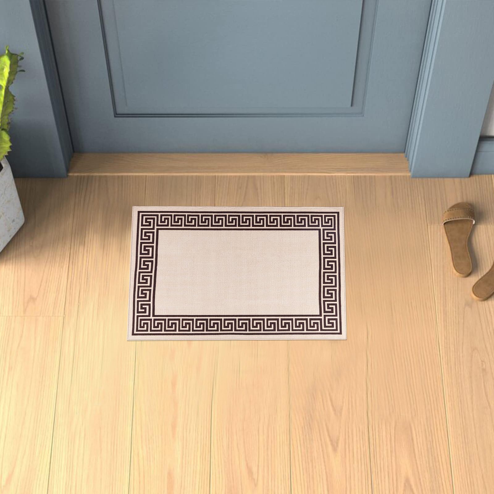 renoazul® Non Slip Door Mat Super Absorbent Heavy Duty | 40 x 60 cm Washable Doormats for Kitchen and Office Indoor Outdoor Anti Slip Floor Mat - Greeky Rug - Beige & Brown — image 1