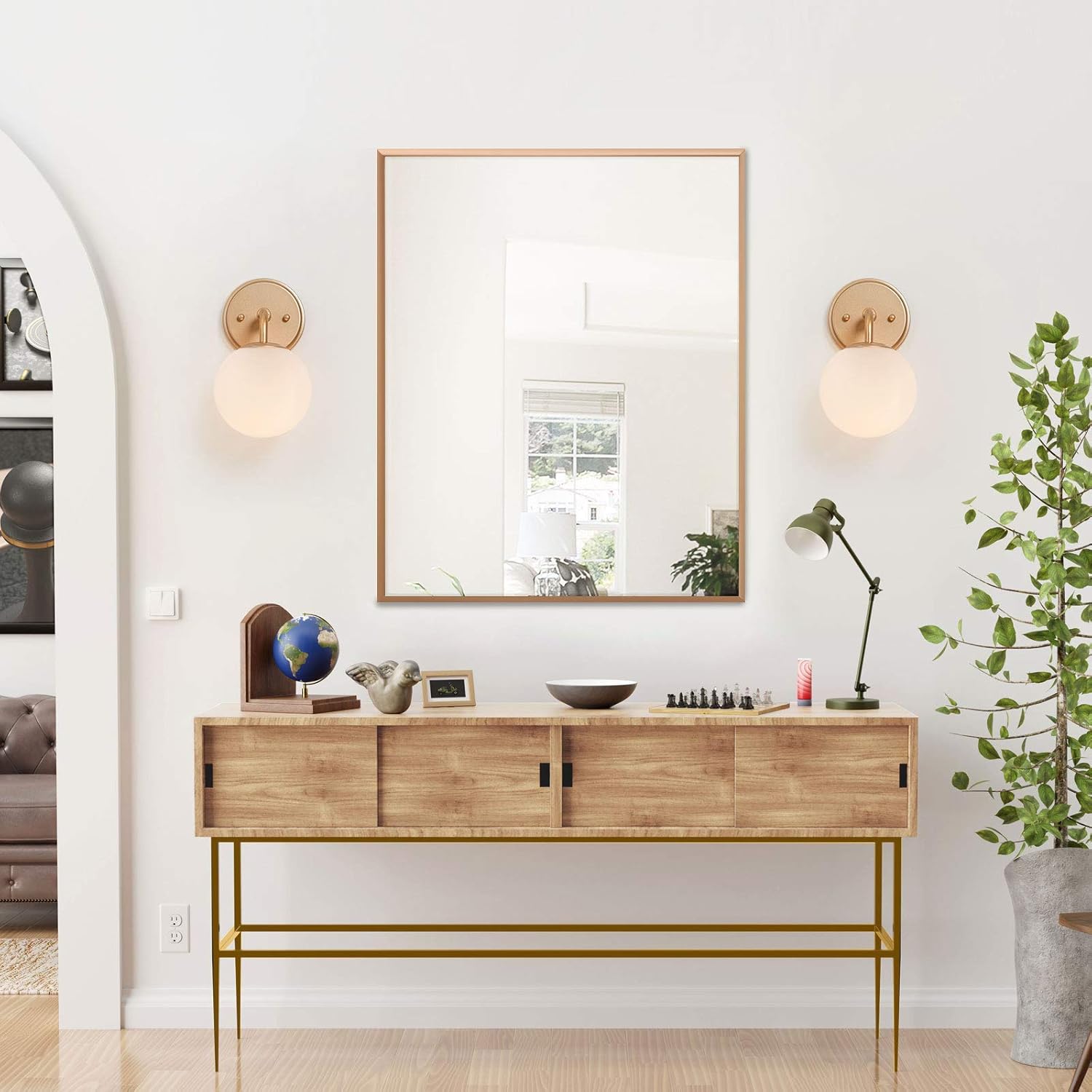 Amazing 🔥 Wall Sconces, Gold Sconces Wall Lighting, Globe Wall Light with White Frosted Glass for Hallway, Kitchen and Bedroom, 5.5 L x 10 H