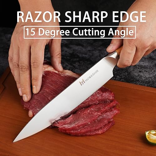 Miniatura 6 de Howashin Juego de cuchillos de chef de 4 piezas, juego de cuchillos de cocina de acero inoxidable de alto carbono, juego de cuchillos profesionales