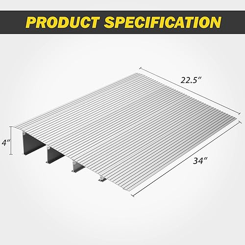 Miniatura 2 de Rampa de umbral de puerta de elevación de 4 pulgadas (capacidad de peso de 800 libras), rampa de entrada portátil de aleación de aluminio ajustable