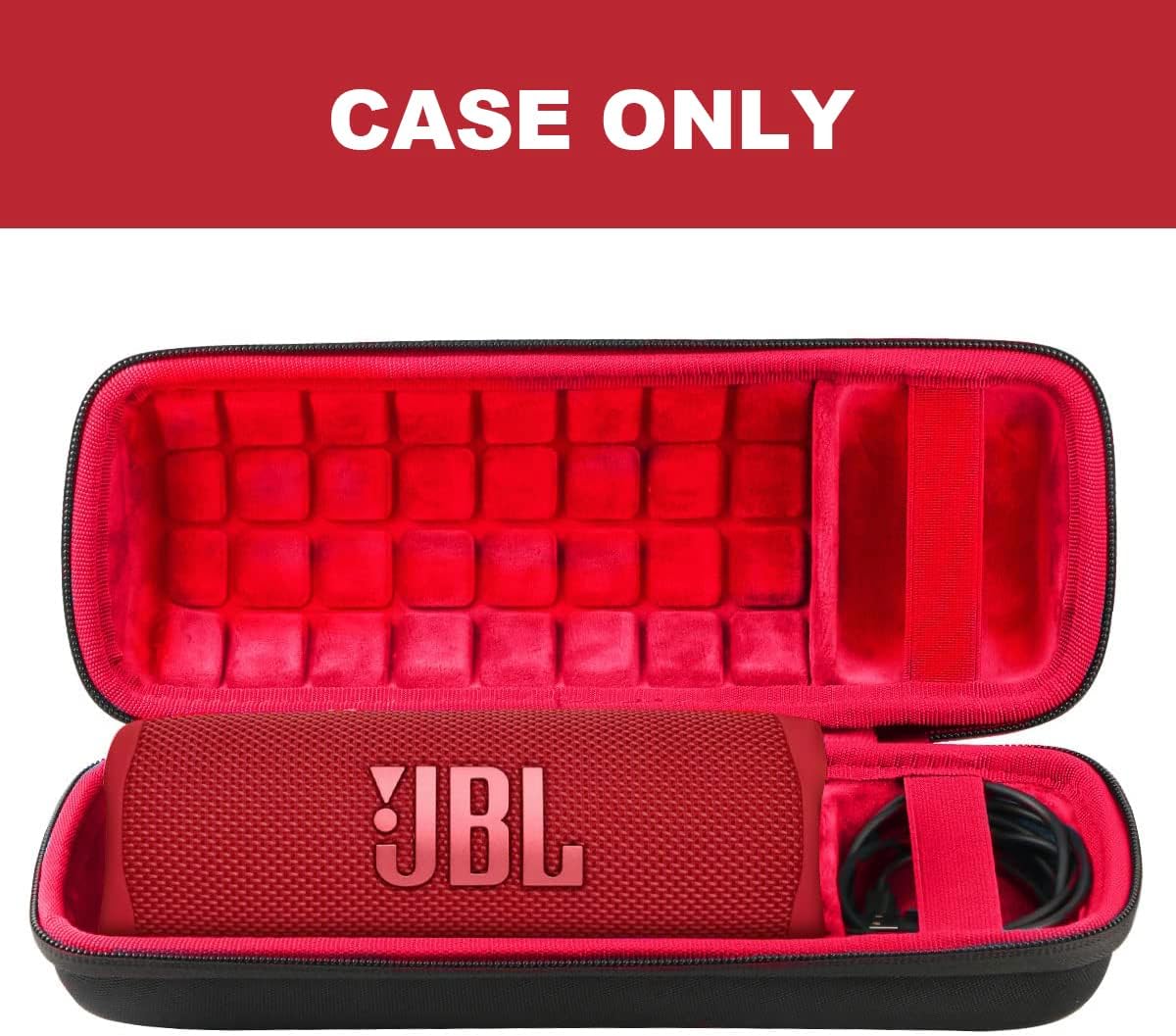 co2CREA Hard Travel Case for JBL Flip 7/6/5 Waterproof Portable Bluetooth Speaker (Black Case + Inside Red) - Image 2