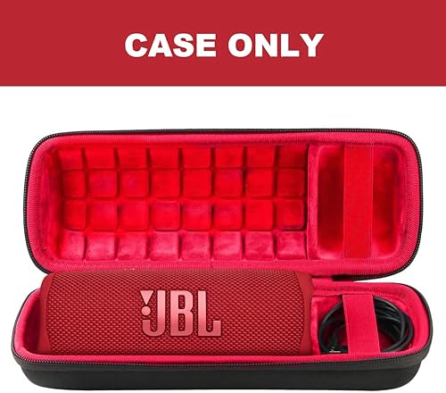 Miniatura 2 de co2CREA Funda de viaje rígida de repuesto para JBL Flip 7 Flip 6 FLIP 5 Altavoz Bluetooth portátil impermeable (funda negra + interior rojo)