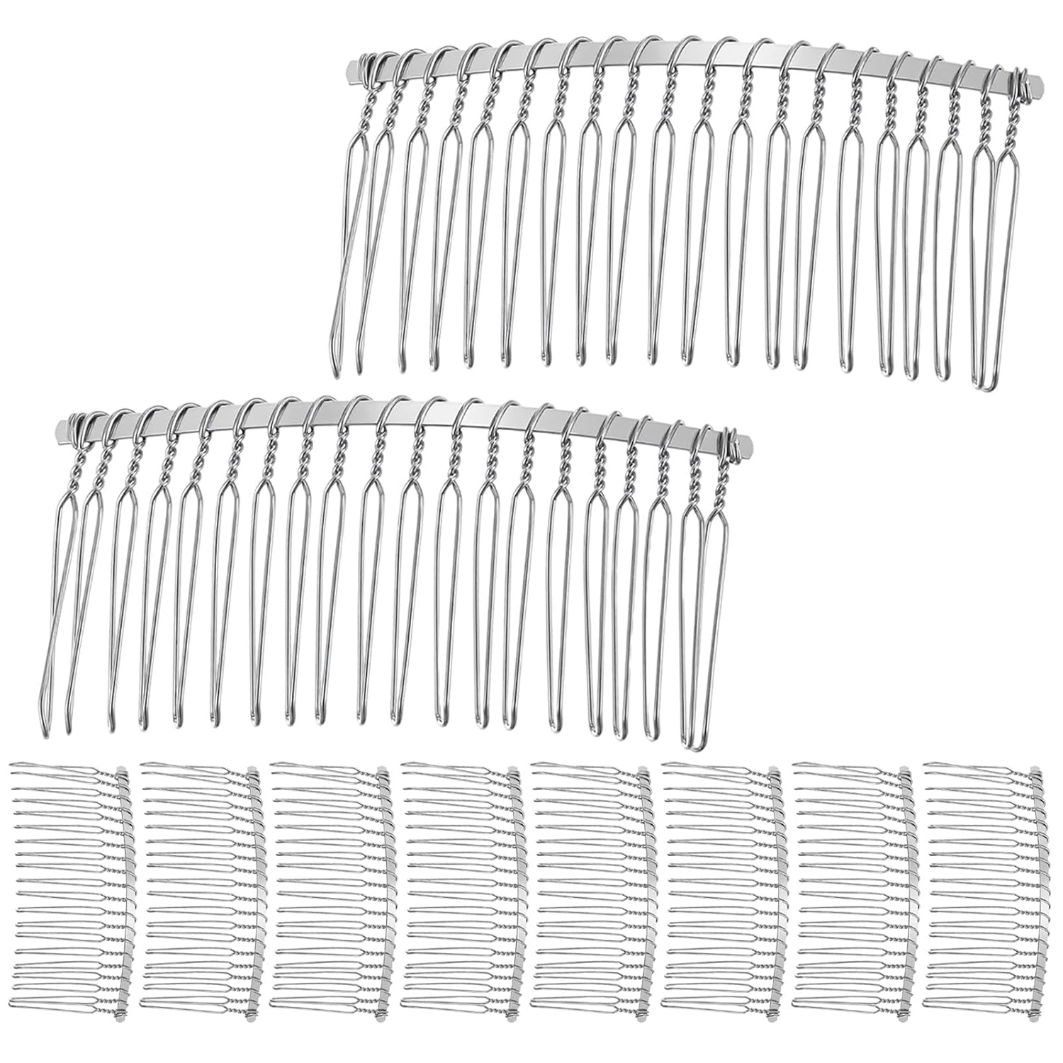 10 Pcs Metal Hair Comb, 20 Teeth Metal Wire Hair Clip Combs Bridal Veil Comb Silver Hairs Clip Accessories for Women Wedding Veil Hairs Pieces Headdresses Craft Projects