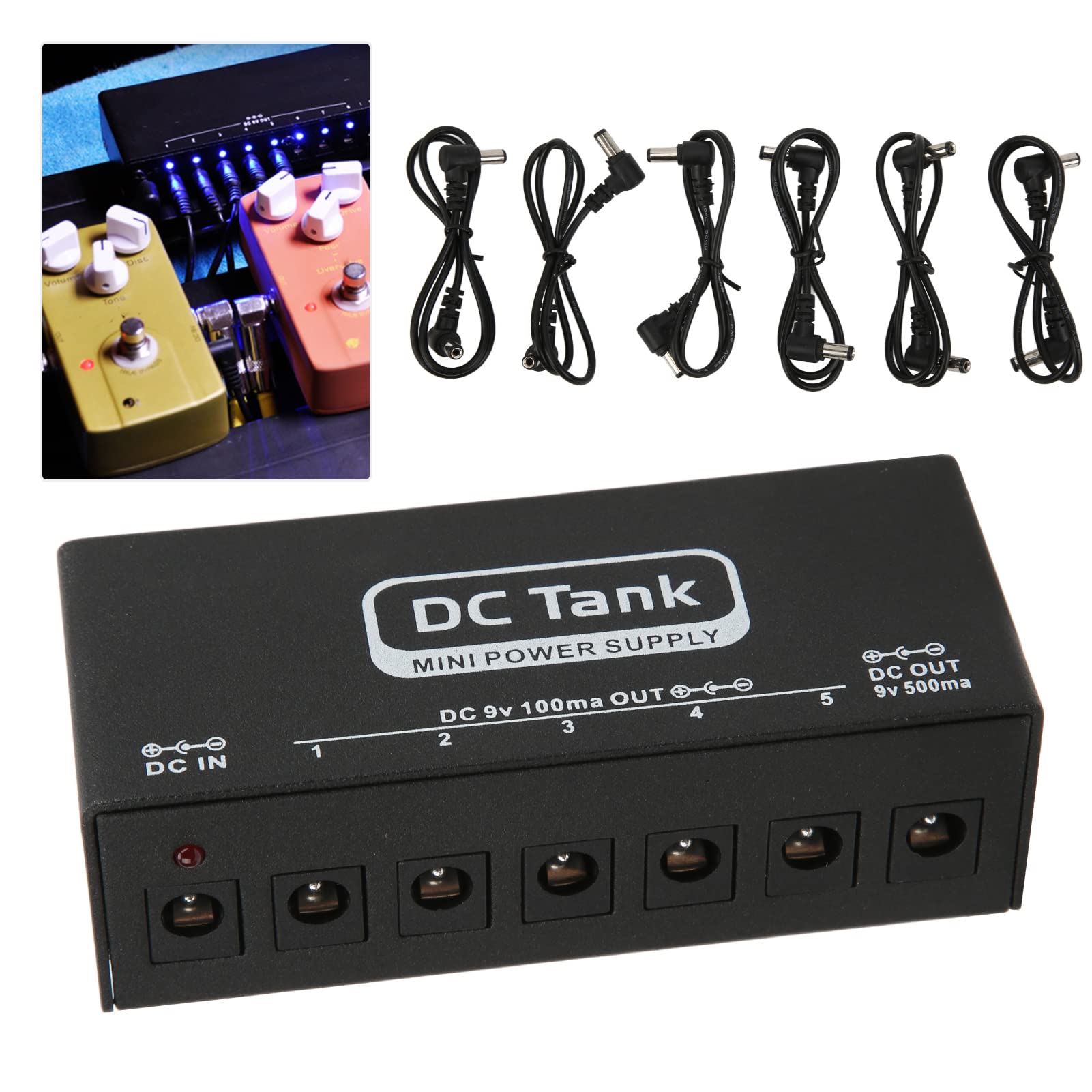 Alimentatore per Pedali per Chitarra Eujgoov, 6 Uscite CC Isolate da 15 V per Alimentatore per Pedali per Effetti a Pedale da 9 V per Chitarra(#2)