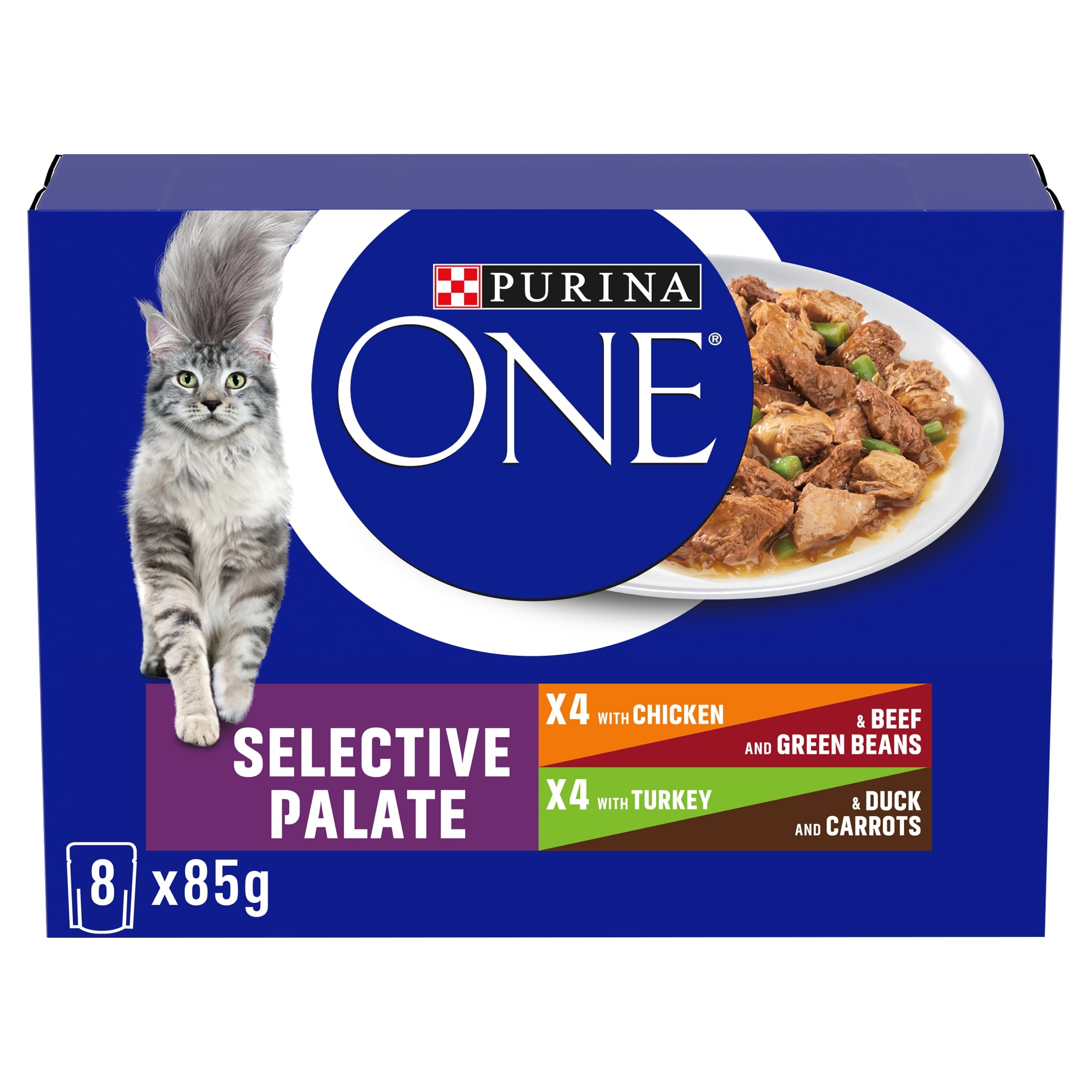 PURINA ONE Mini Fillets Selective Palate Adult Wet Cat Food 8x85g (Pack of 5)