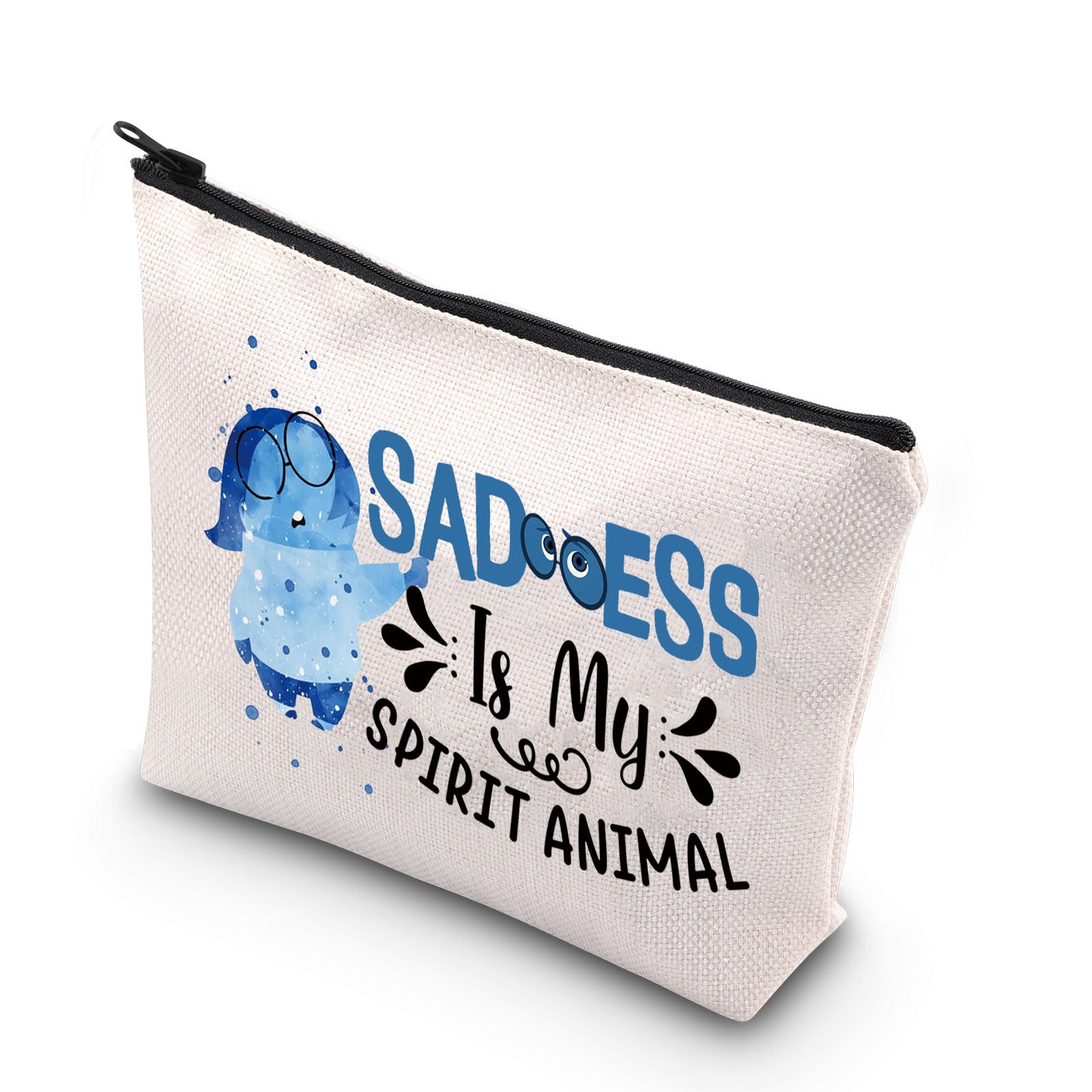 JNIAP Sadness Face Movie Makeup Bag Sadness And Joy Face Gifts Sadness Face Lover Gifts Sadness Cartoon Movie Zipper Pouch (Sadness spirit)